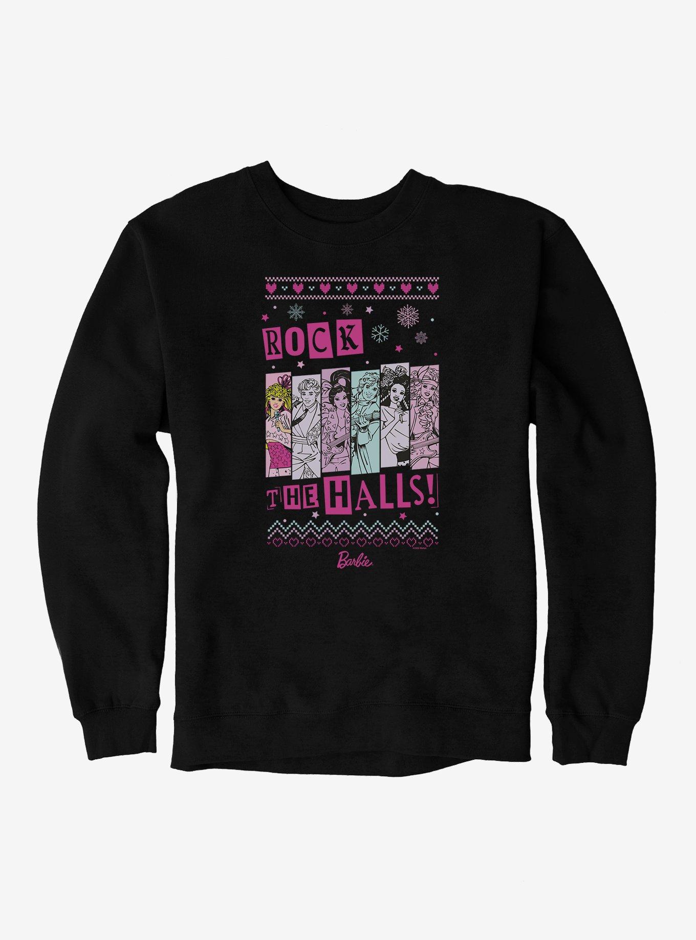 Barbie Rock The Halls Ugly Christmas Pattern Sweatshirt, , hi-res