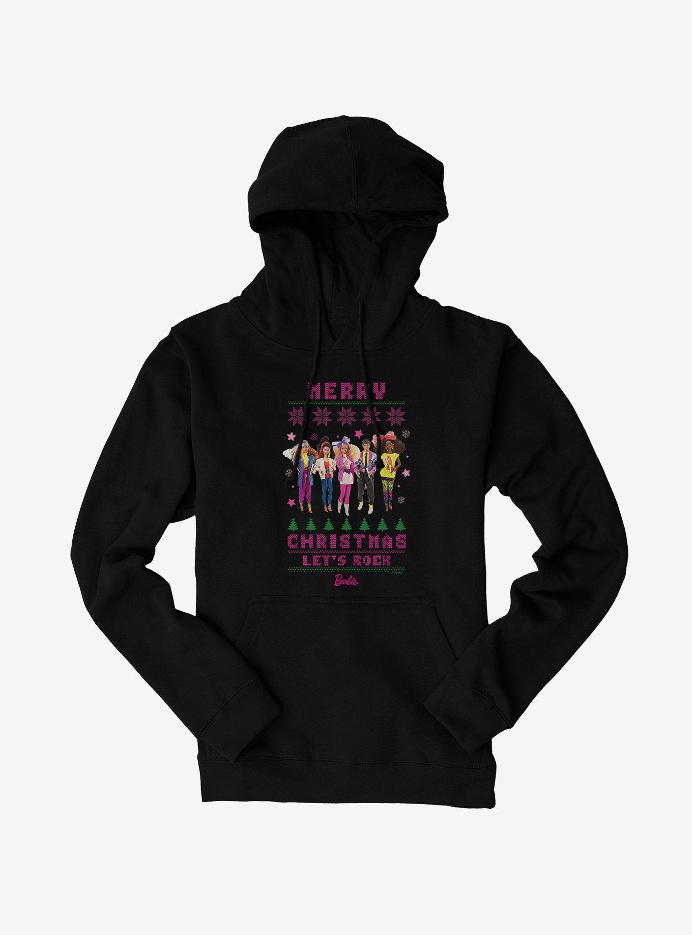 Barbie Merry Christmas Let's Rock Ugly Christmas Pattern Hoodie, , hi-res