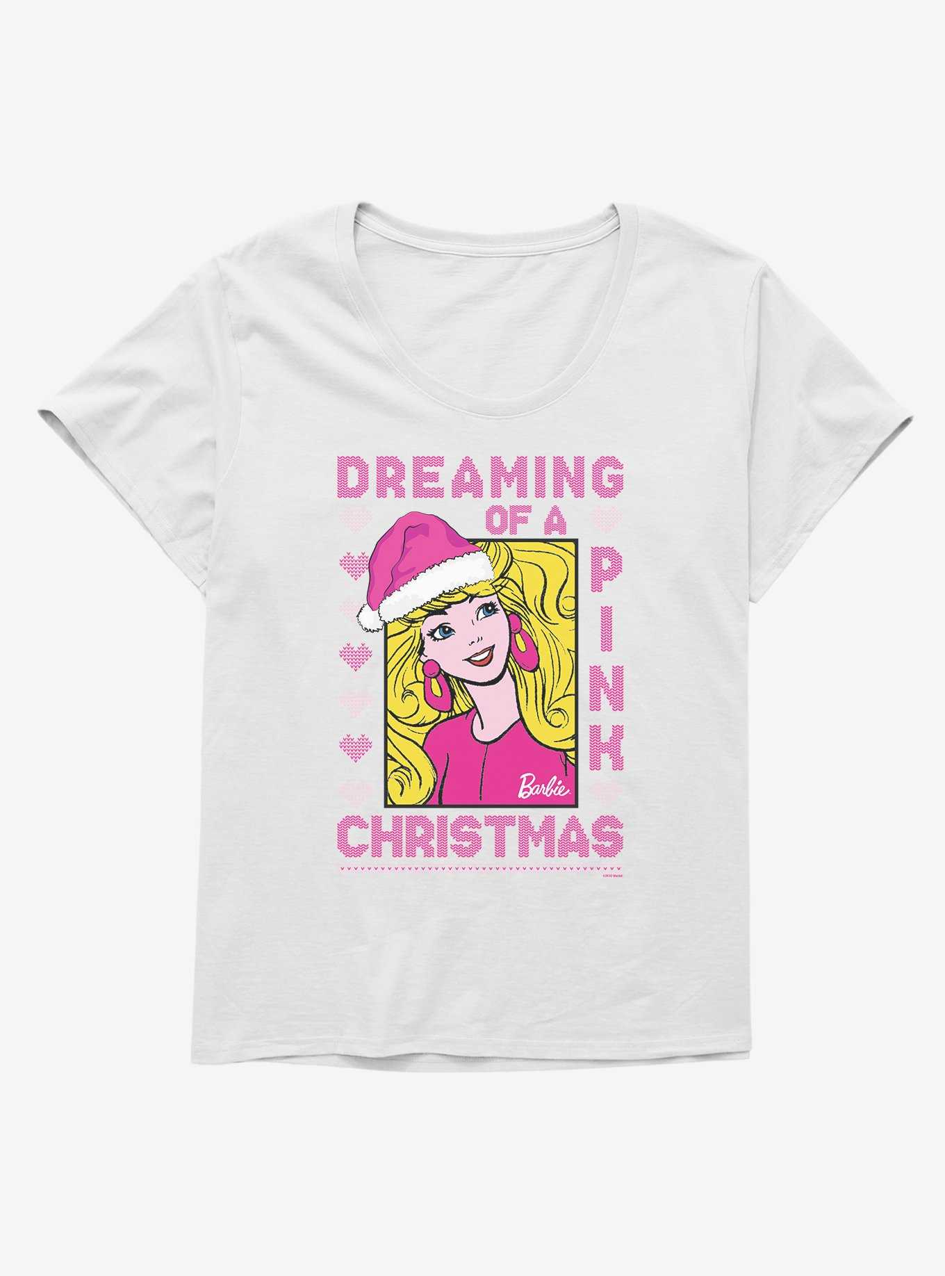 Barbie Pink Christmas Ugly Sweater Pattern Girls T-Shirt Plus Size, , hi-res