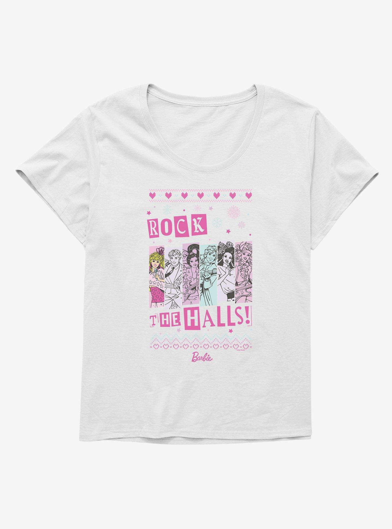 Barbie Rock The Halls Ugly Christmas Pattern Girls T-Shirt Plus Size, , hi-res