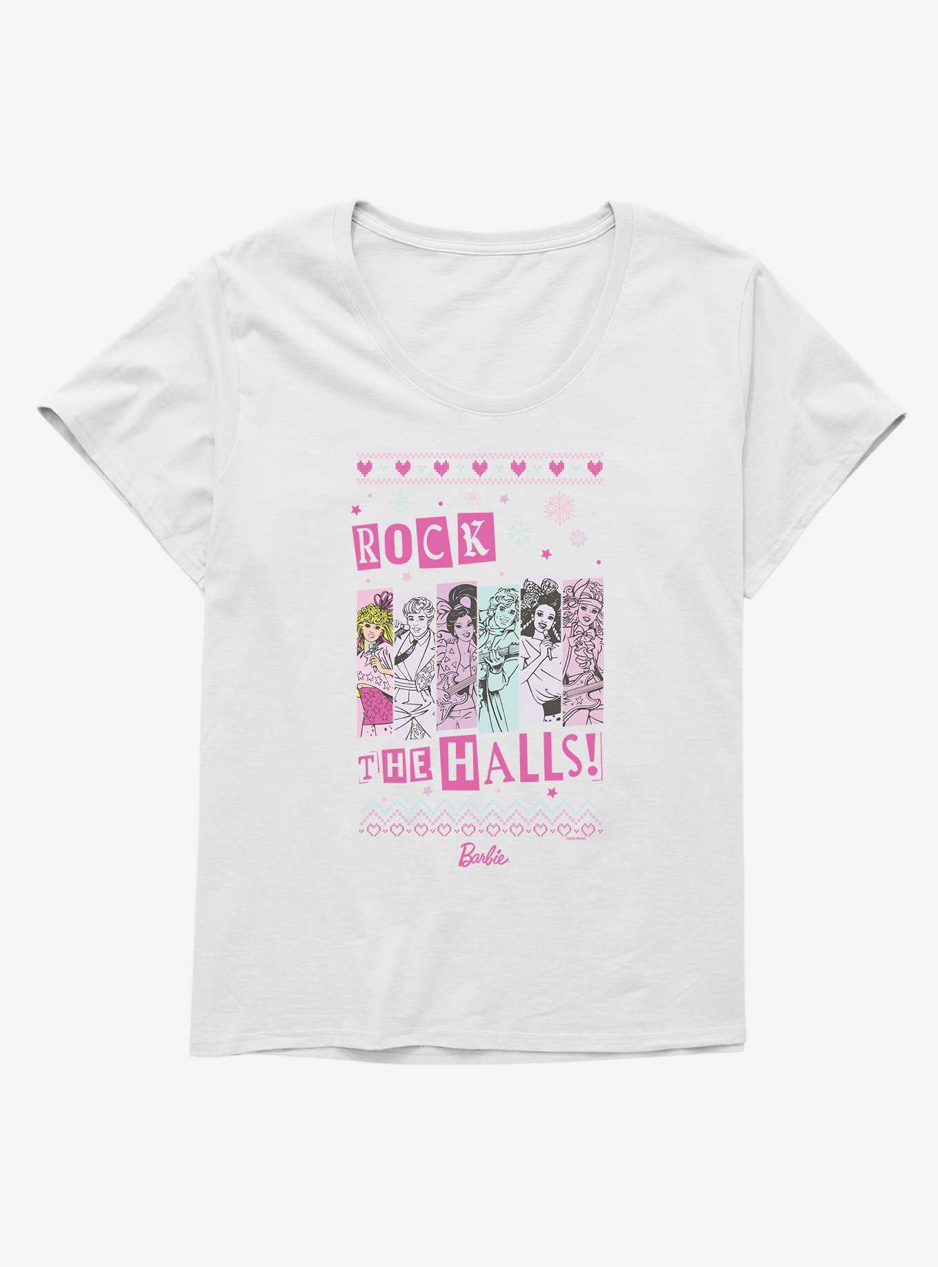 Barbie Rock The Halls Ugly Christmas Pattern Girls T-Shirt Plus Size, , hi-res