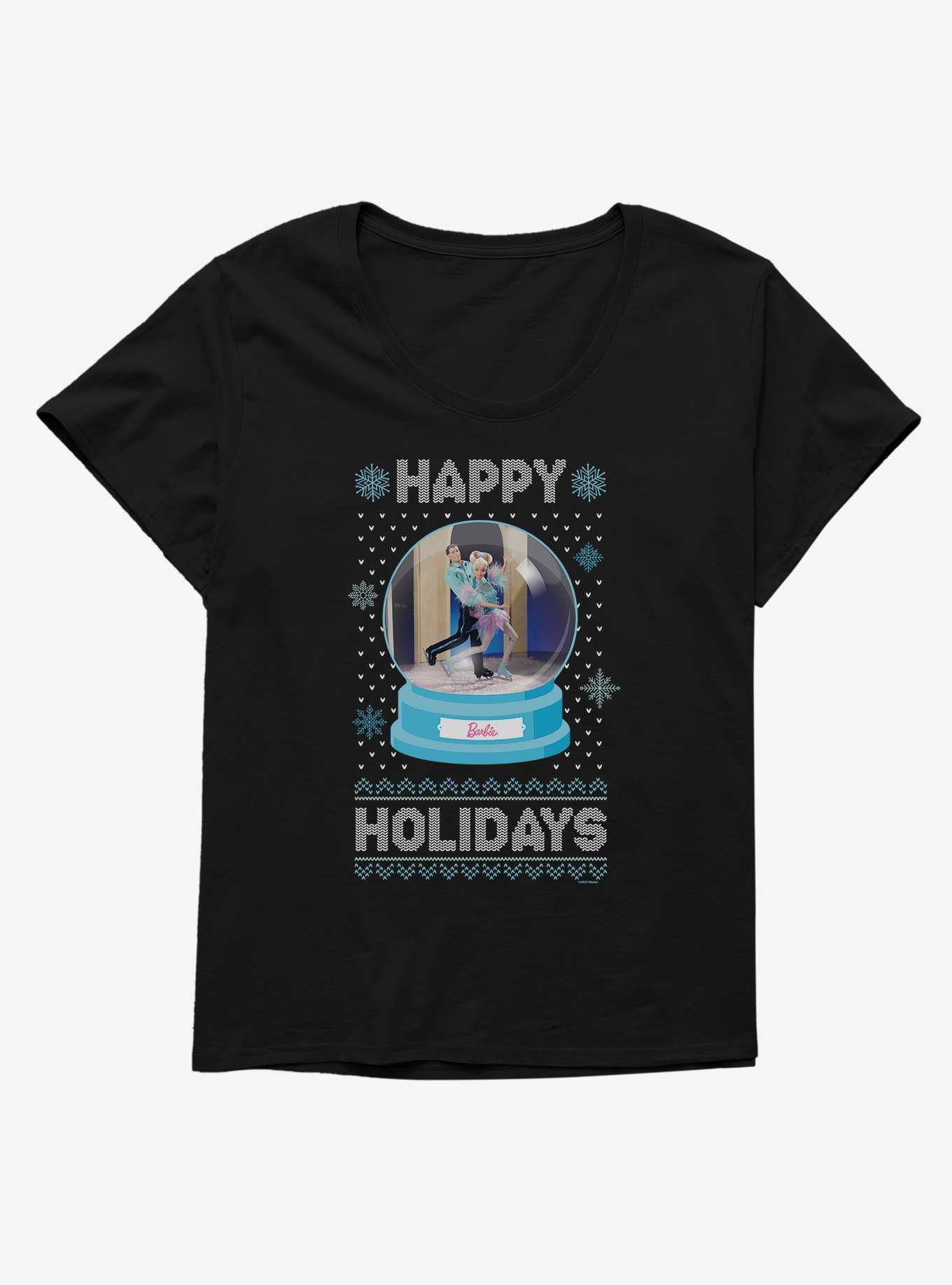 Barbie Snowglobe Holidays Ugly Christmas Pattern Girls T-Shirt Plus Size, , hi-res