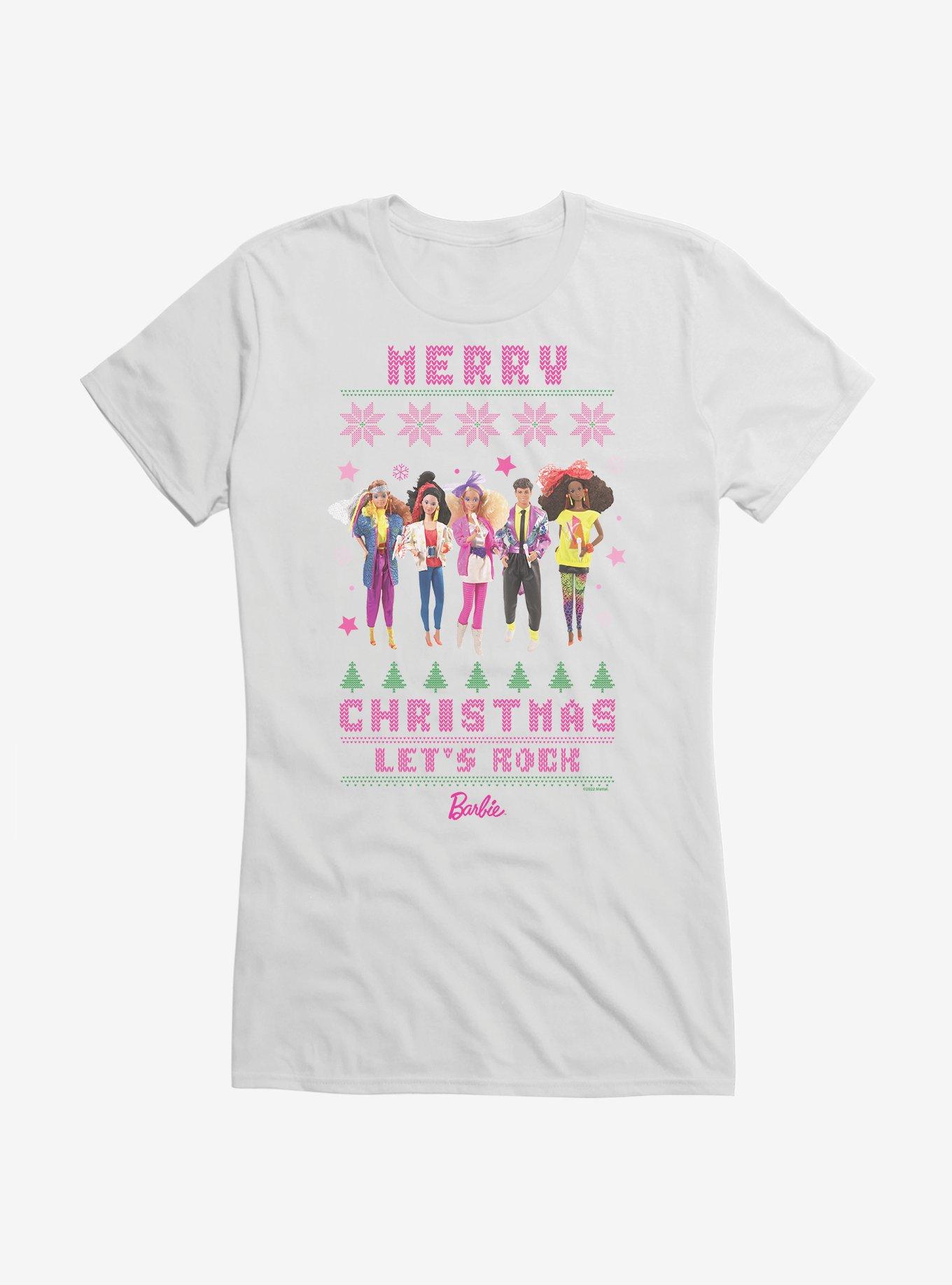 Barbie Merry Christmas Let's Rock Ugly Christmas Pattern Girls T-Shirt, , hi-res