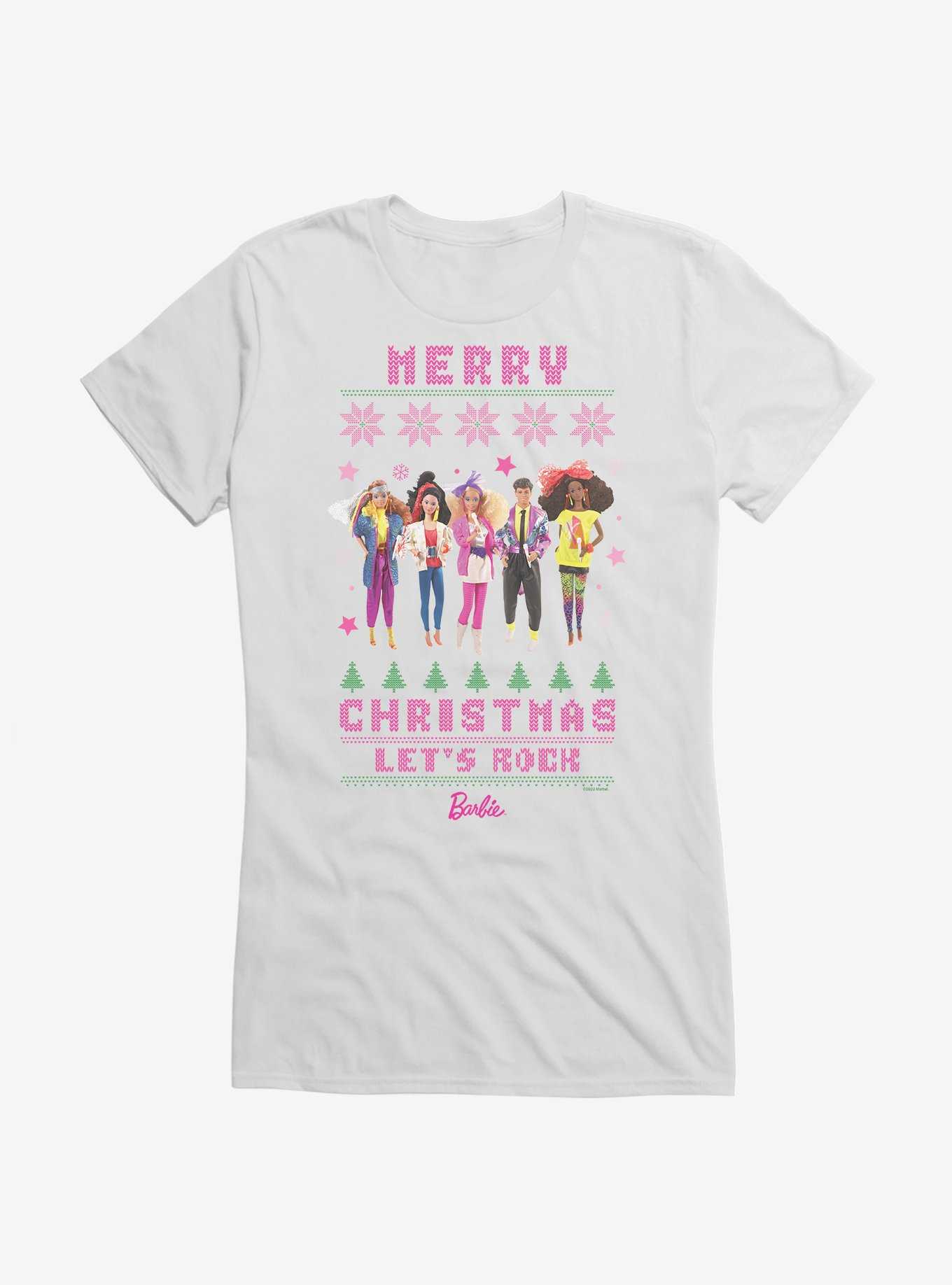 Barbie Merry Christmas Let's Rock Ugly Christmas Pattern Girls T-Shirt, , hi-res
