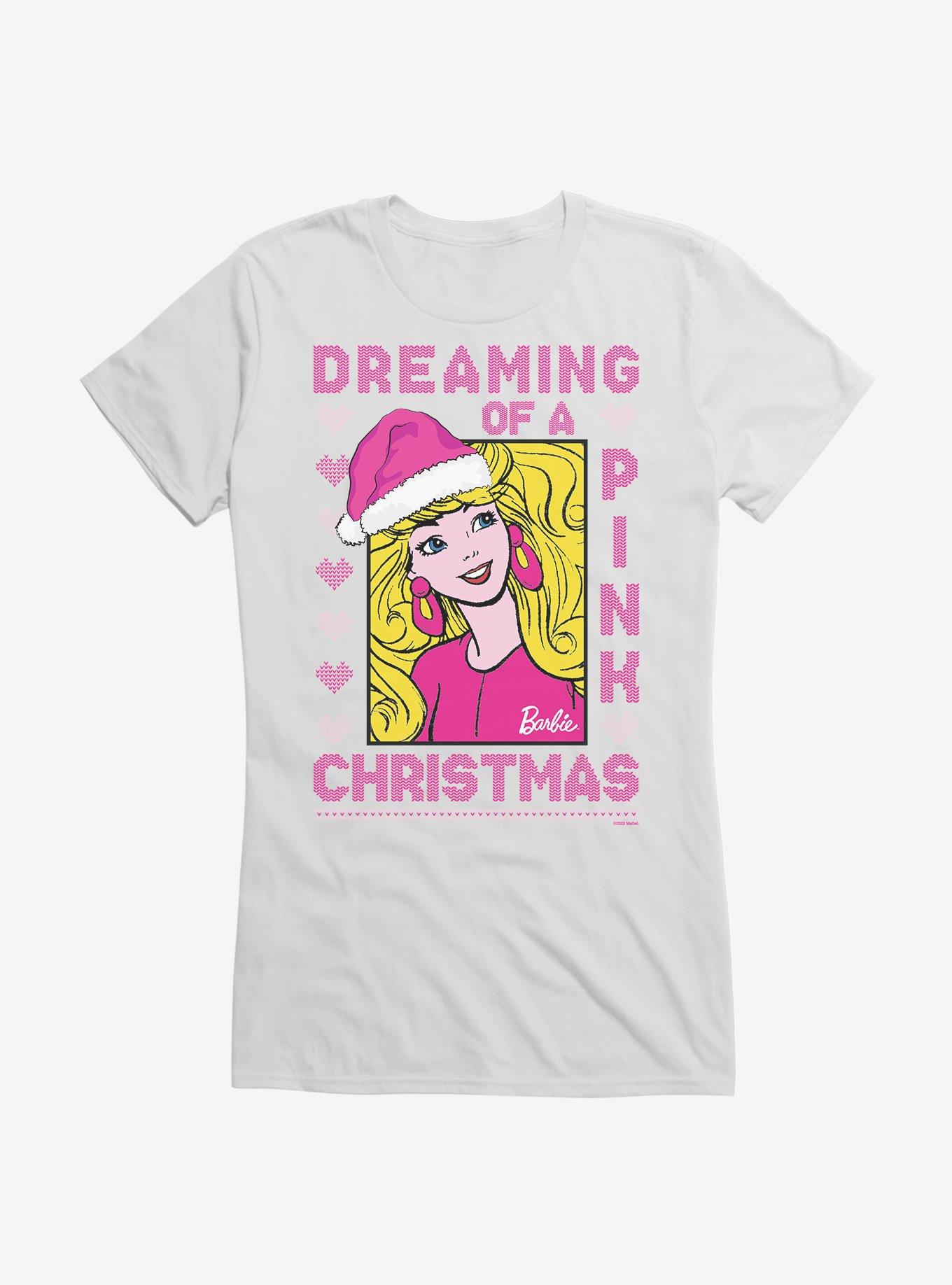 Barbie Dreaming Of A Pink Ugly Christmas Pattern Girls T-Shirt, , hi-res