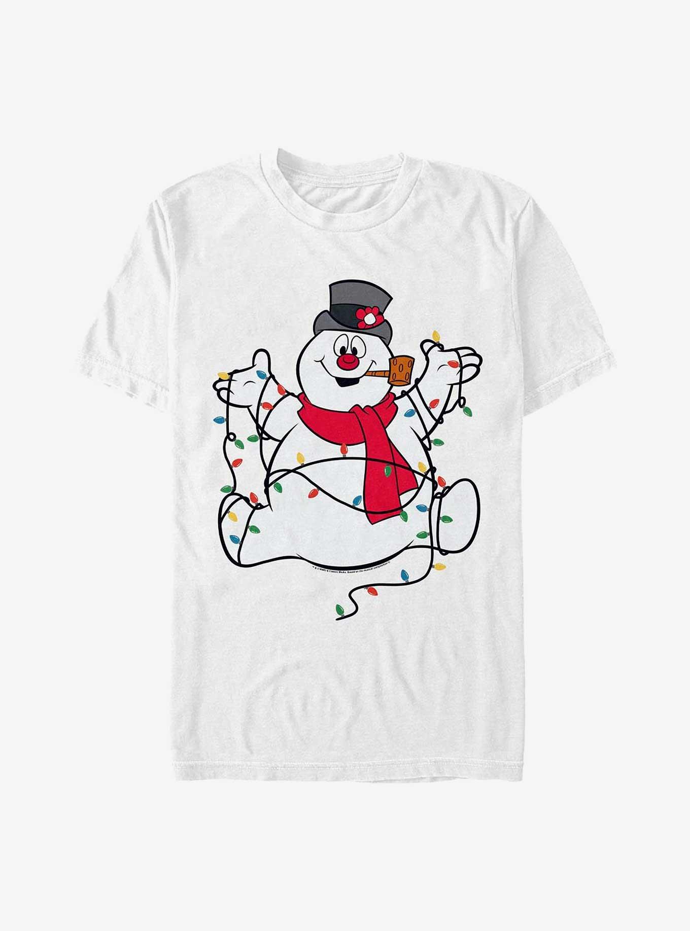 Frosty The Snowman Tangled Christmas Lights T-Shirt, WHITE, hi-res