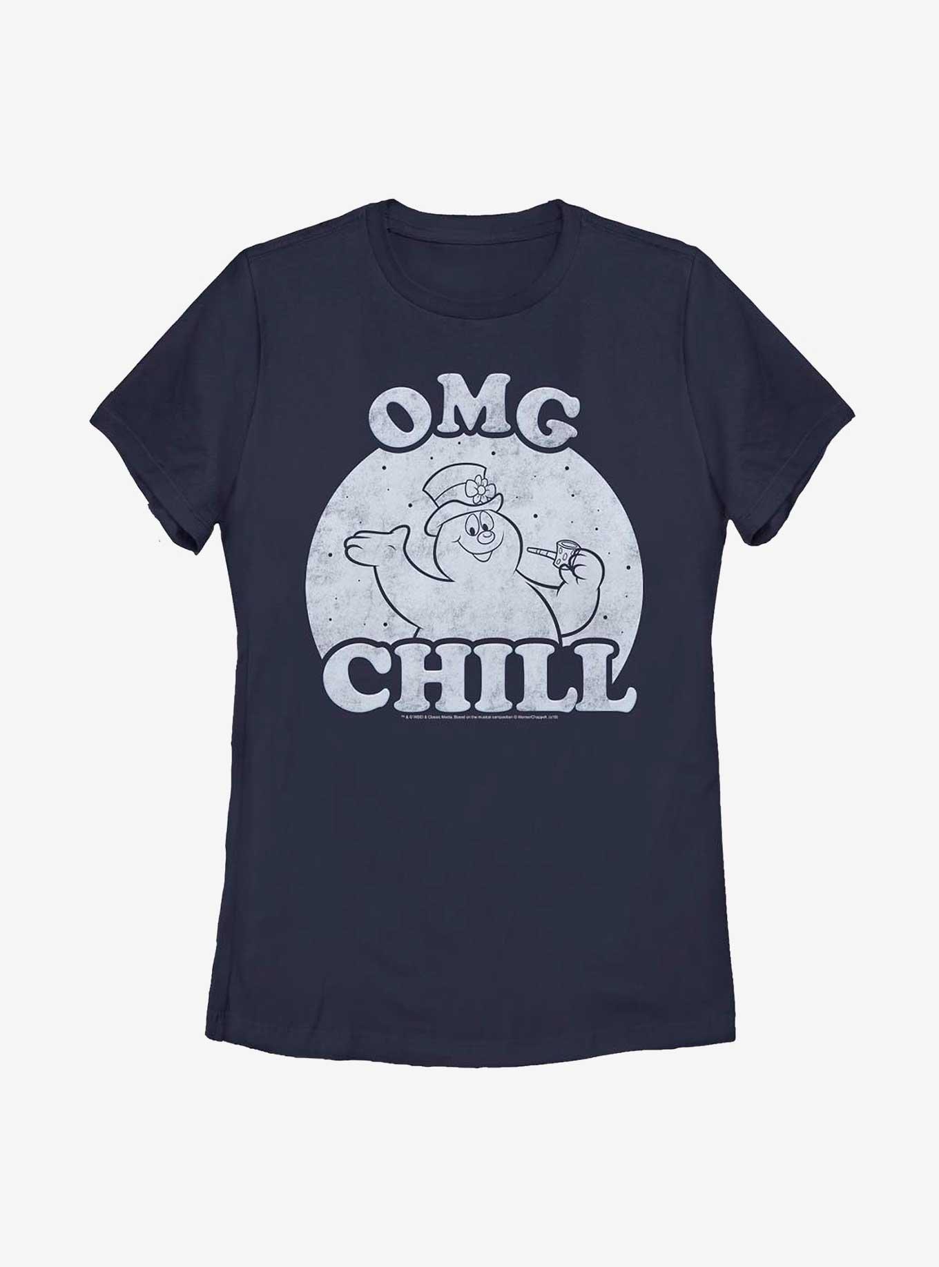 Frosty The Snowman OMG Chill Womens T-Shirt, NAVY, hi-res