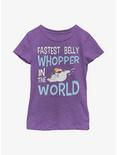 Frosty The Snowman Fastest Belly Whopper Youth Girls T-Shirt, PURPLE BERRY, hi-res