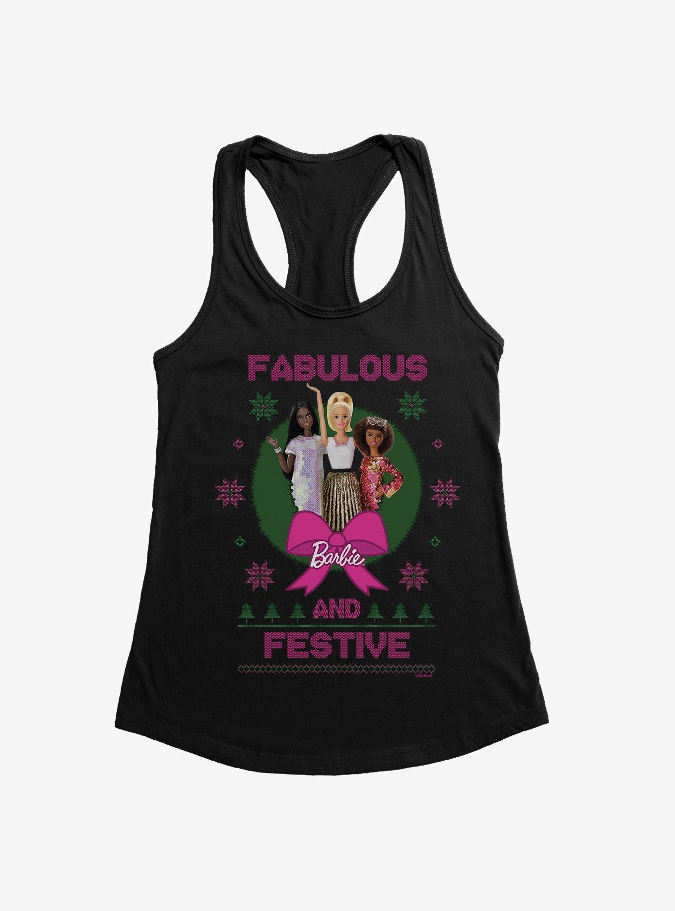 Barbie Fabulous And Festive Ugly Christmas Pattern Girls Tank, BLACK, hi-res