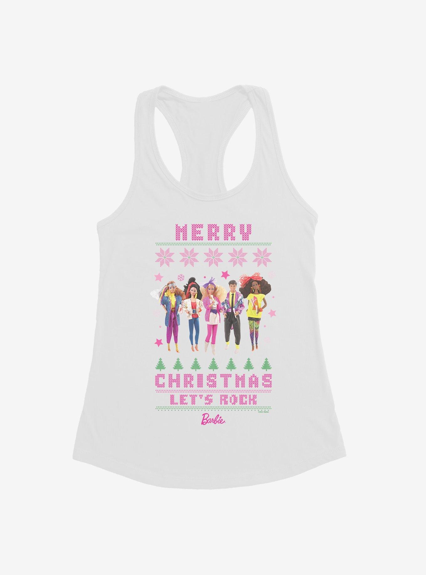 Barbie Merry Christmas Let's Rock Ugly Christmas Pattern Girls Tank