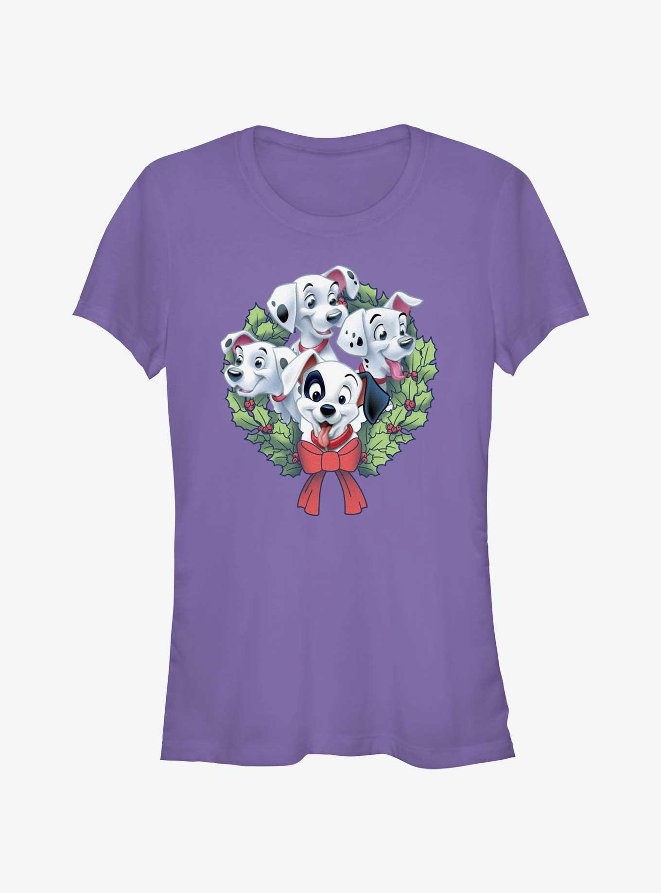 Disney 101 Dalmatians Puppy Christmas Wreath Girls T-Shirt, PURPLE, hi-res