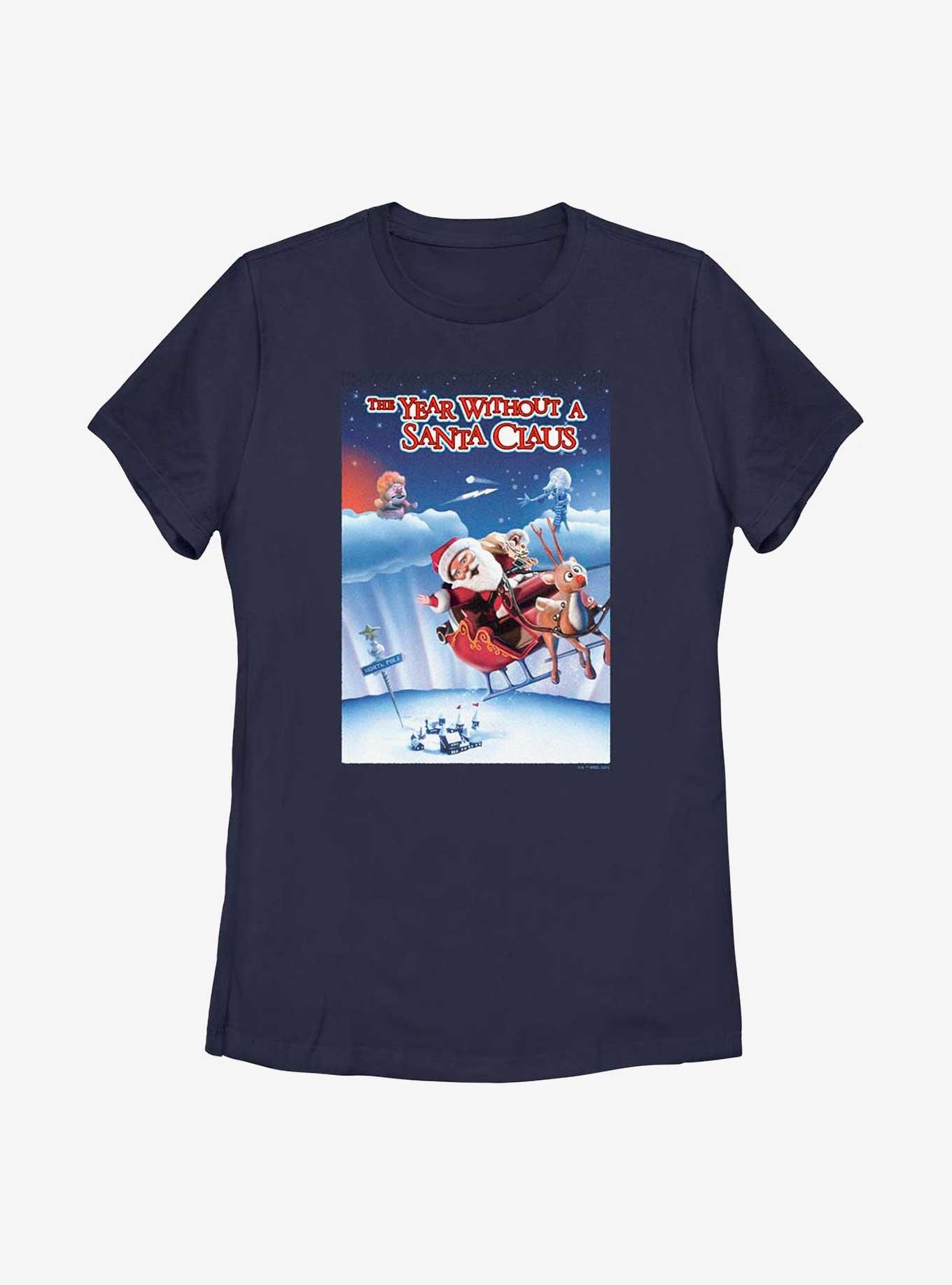 The Year Without Santa Claus Poster Style Womens T-Shirt, NAVY, hi-res