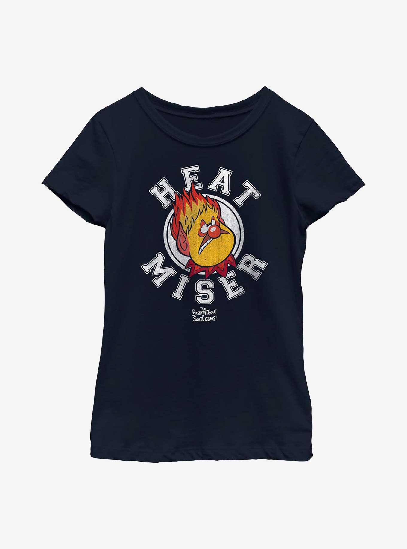 The Year Without Santa Claus Heat Miser Collegiate Youth Girls T-Shirt, NAVY, hi-res