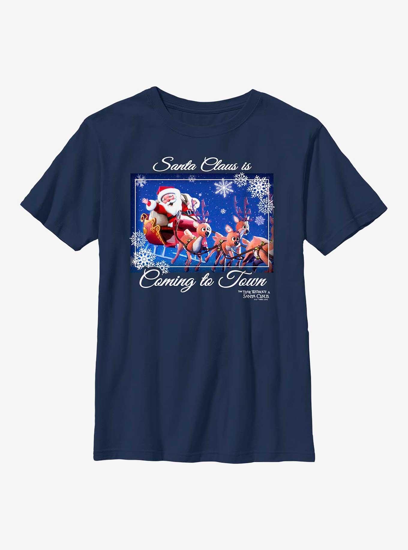 The Year Without Santa Claus Coming To Town Youth T-Shirt, NAVY, hi-res