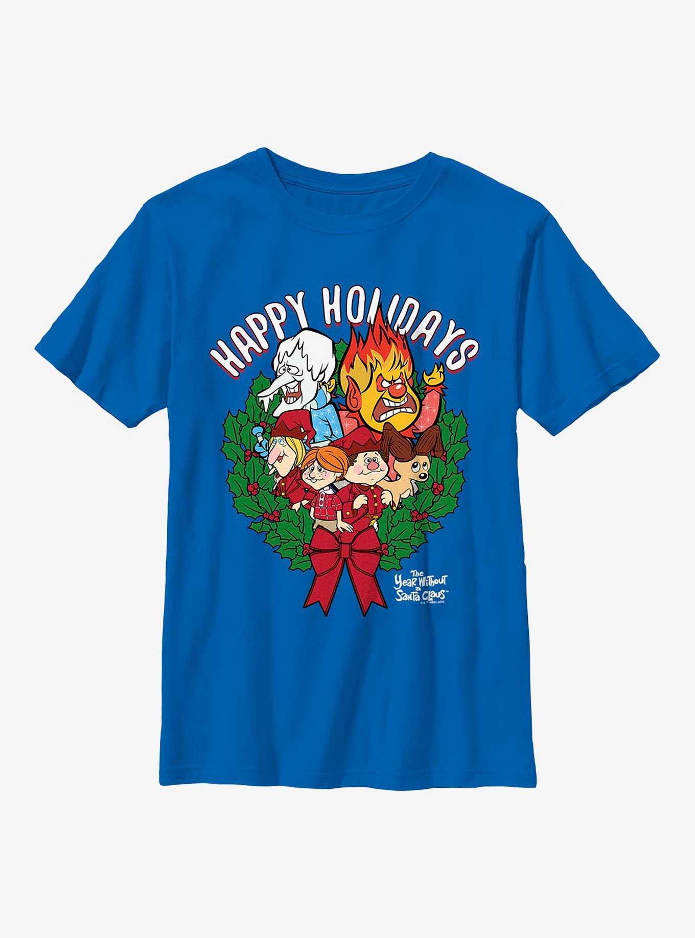 The Year Without Santa Claus Wreath Group Youth T-Shirt, ROYAL, hi-res