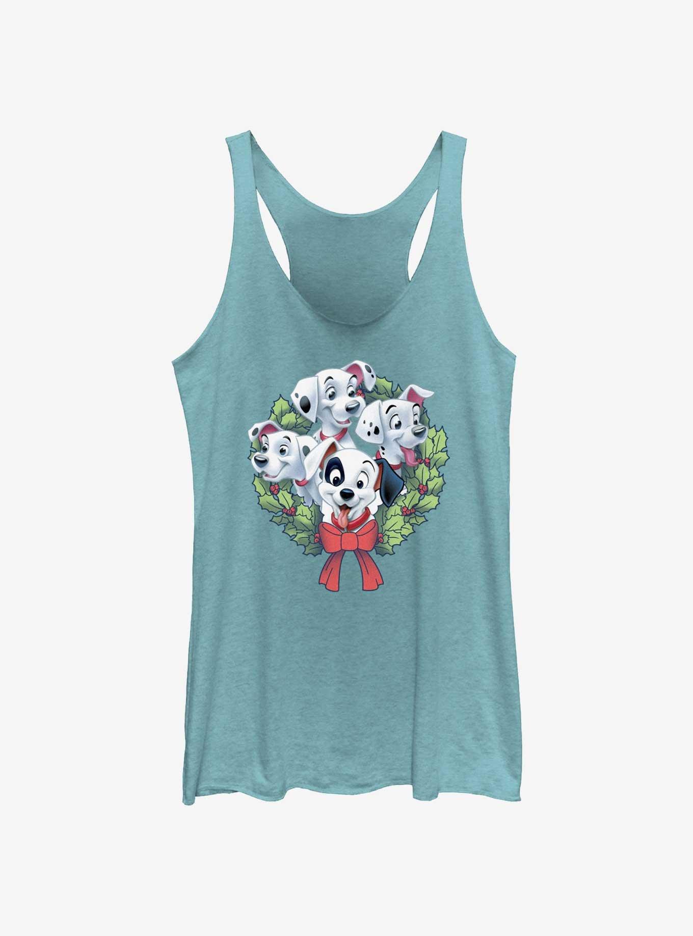 Disney 101 Dalmatians Puppy Christmas Wreath Girls Tank, TAHI BLUE, hi-res