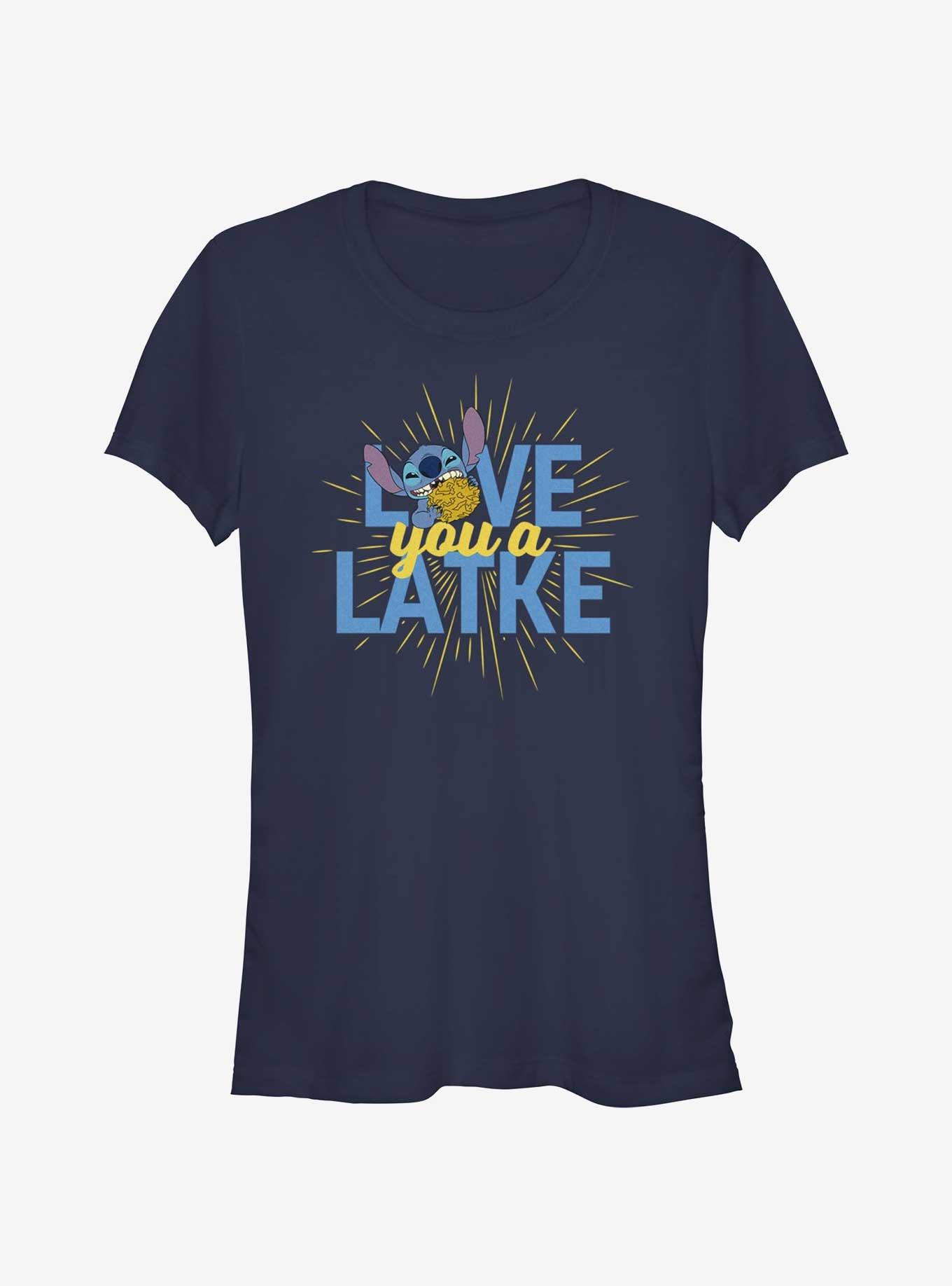 Disney Lilo & Stitch Hanukkah Love You A Latke Girls T-Shirt, NAVY, hi-res