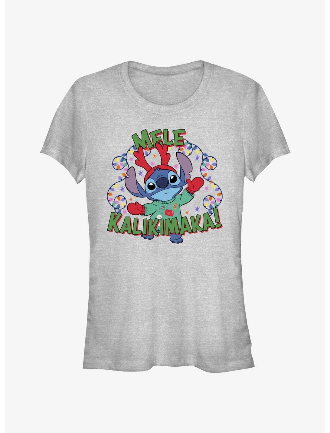 Disney Lilo & Stitch Mele Kalikimaka Merry Christmas in Hawaiian Girls T-Shirt, ATH HTR, hi-res