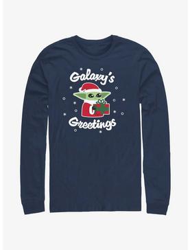 Plus Size Star Wars The Mandalorian Santa Grogu Galaxy's Greetings Long-Sleeve T-Shirt, , hi-res