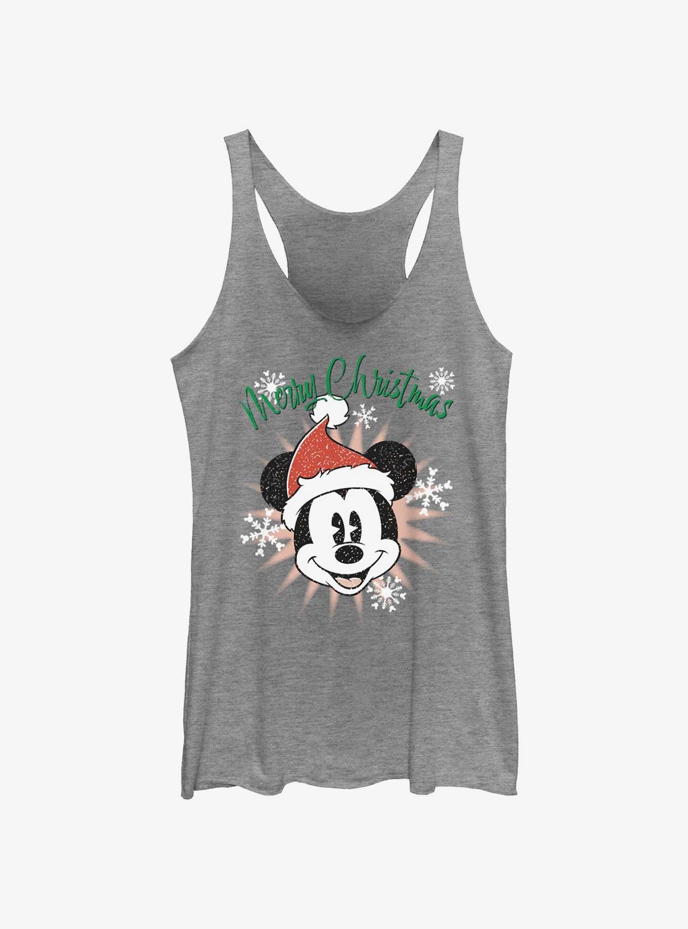 Disney Mickey Mouse Snowflakes Santa Mickey Girls Tank, GRAY HTR, hi-res