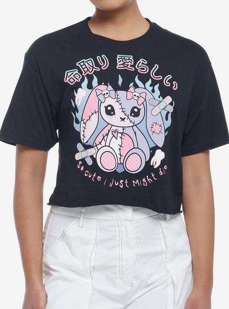 Pastel Stitched Bunny Girls Crop T-Shirt | Hot Topic