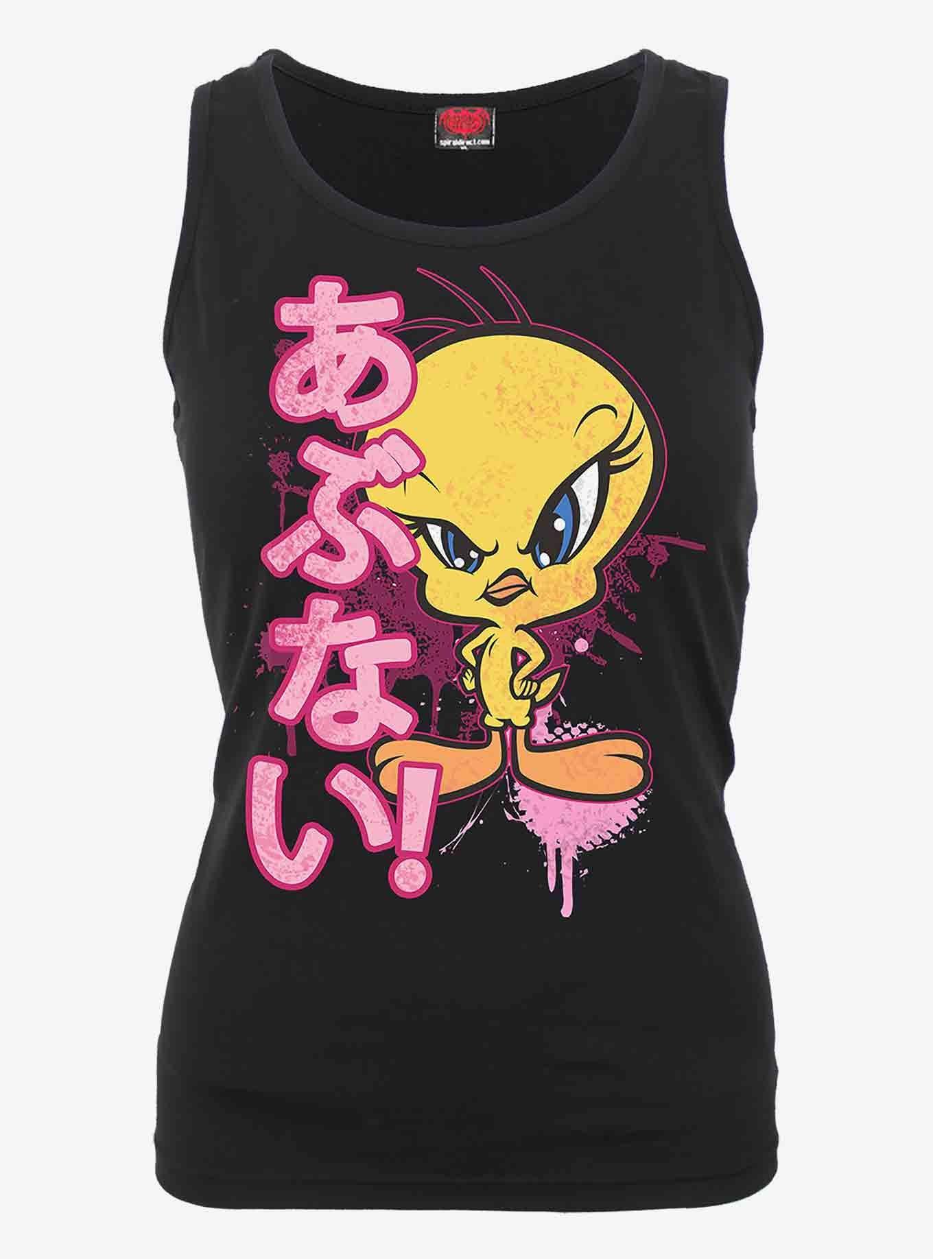 Looney Tunes Tweety Danger Razor Back Top, BLACK, hi-res