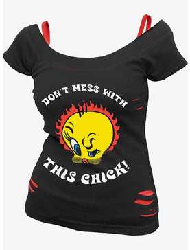 Looney Tunes Tweety Tough Chick Ripped Top, , hi-res