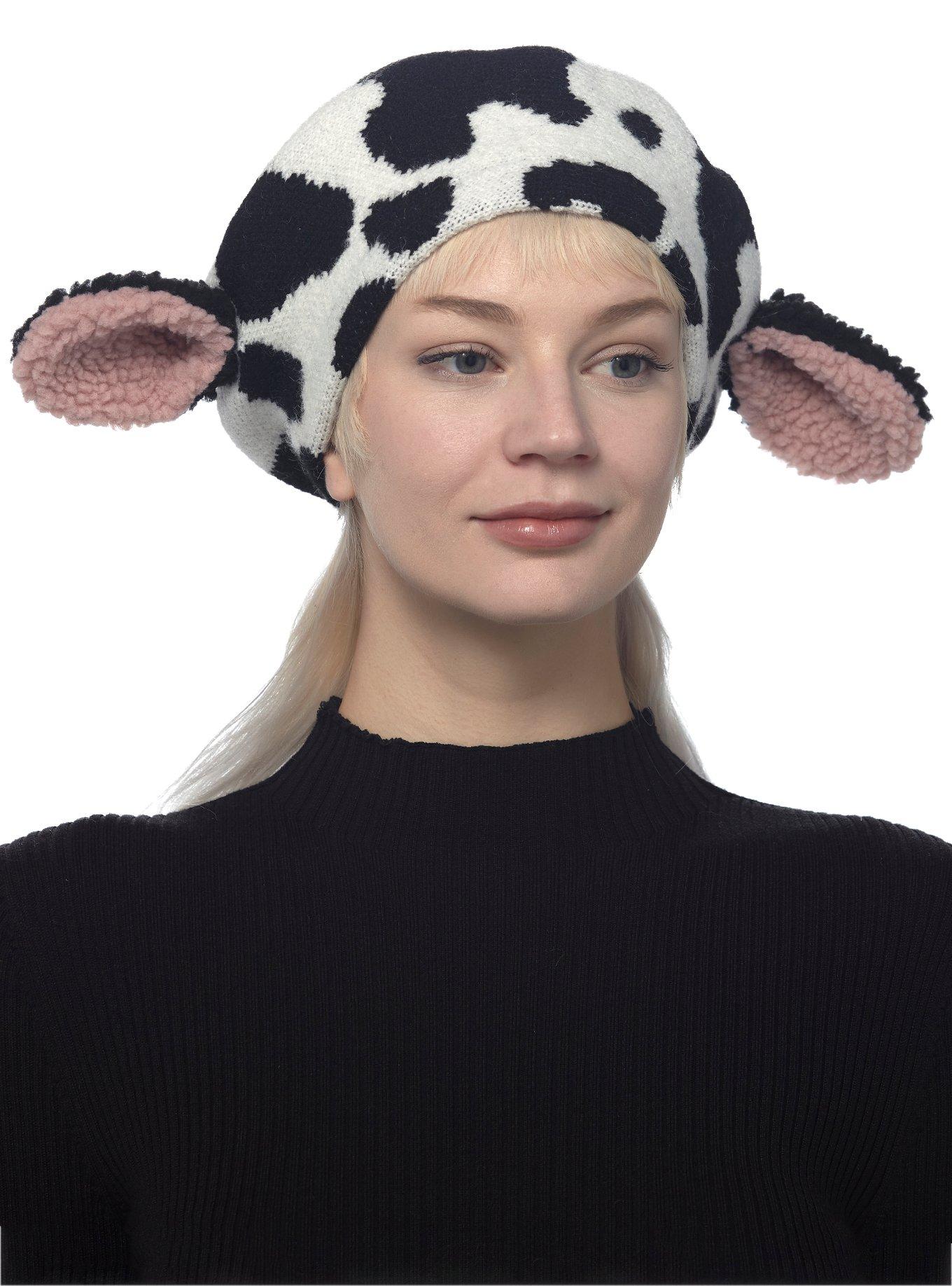 Fuzzy Cow 3D Ears Beret, , hi-res