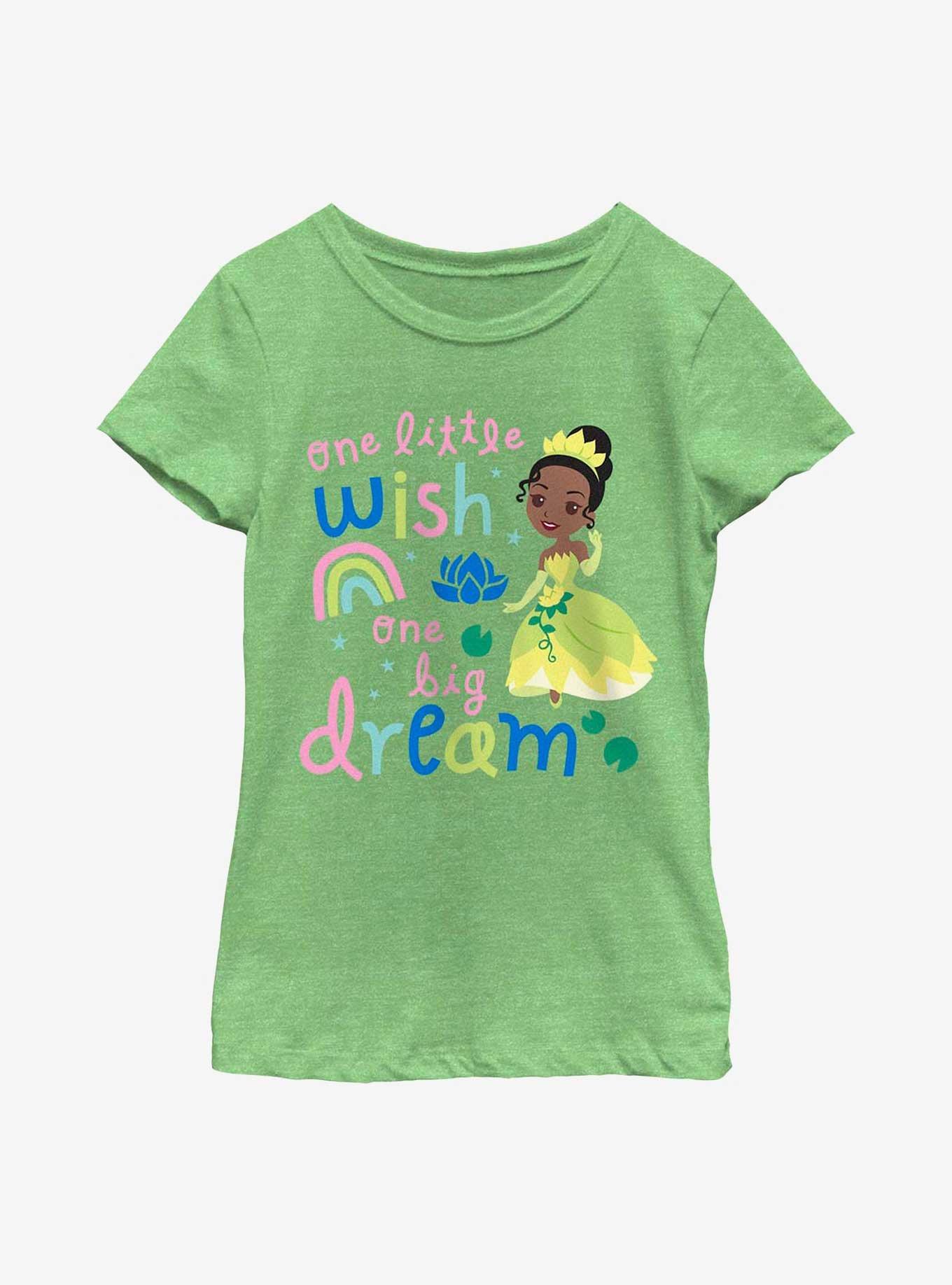 Disney Princess & The Frog Tiana One Little Wish One Big Dream Cartoon Youth Girls T-Shirt, GRN APPLE, hi-res