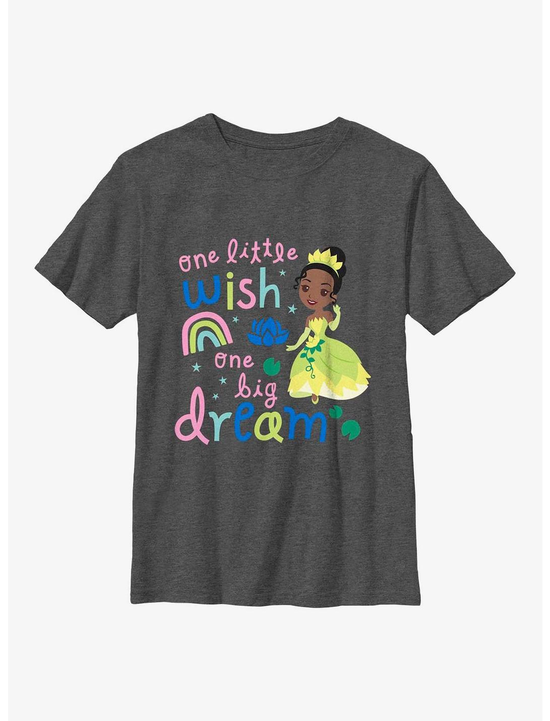 Disney Princess & The Frog Tiana One Little Wish One Big Dream Cartoon Youth T-Shirt, CHAR HTR, hi-res