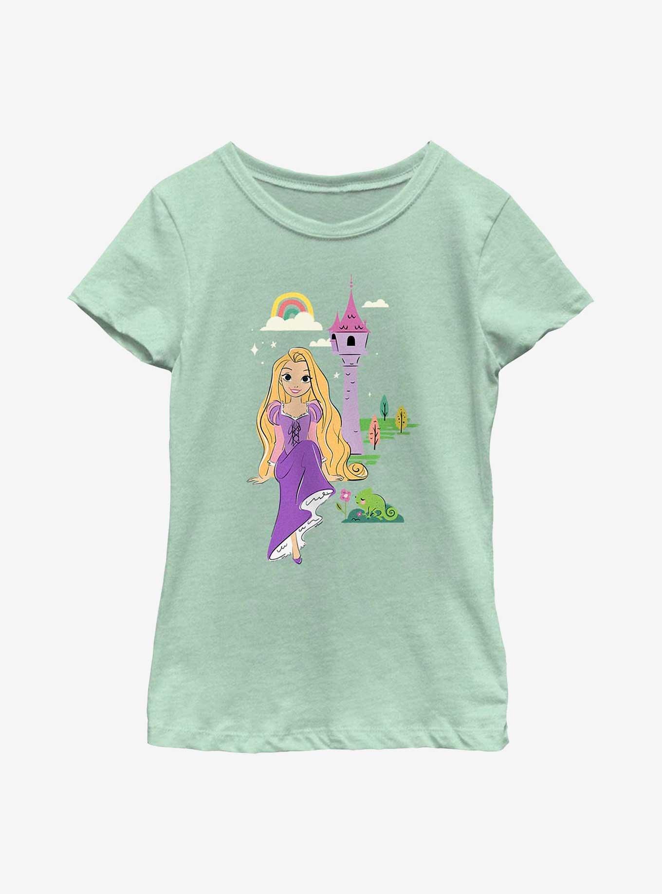 Disney Tangled Rapunzel Group Cartoon Youth Girls T Shirt GREEN BoxLunch