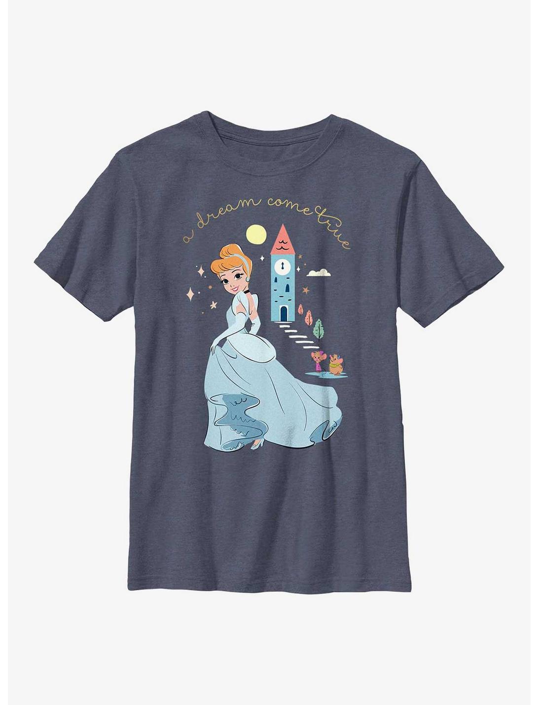 Disney Cinderella A Dream Come True Cartoon Group Youth T-Shirt, NAVY HTR, hi-res