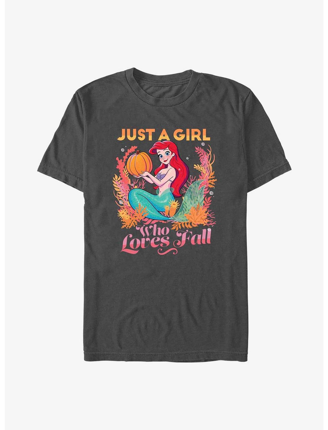 Disney The Little Mermaid Pumpkin Ariel T-Shirt, CHARCOAL, hi-res