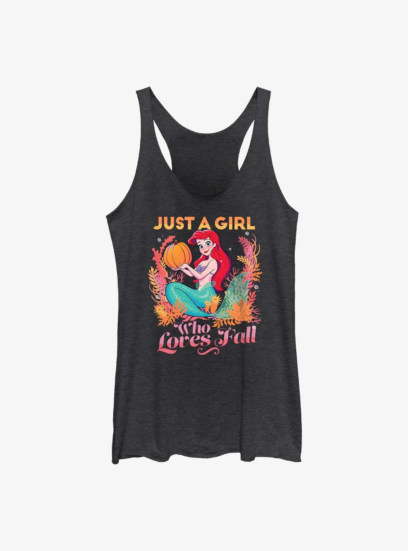Disney The Little Mermaid Pumpkin Ariel Womens Tank Top, BLK HTR, hi-res