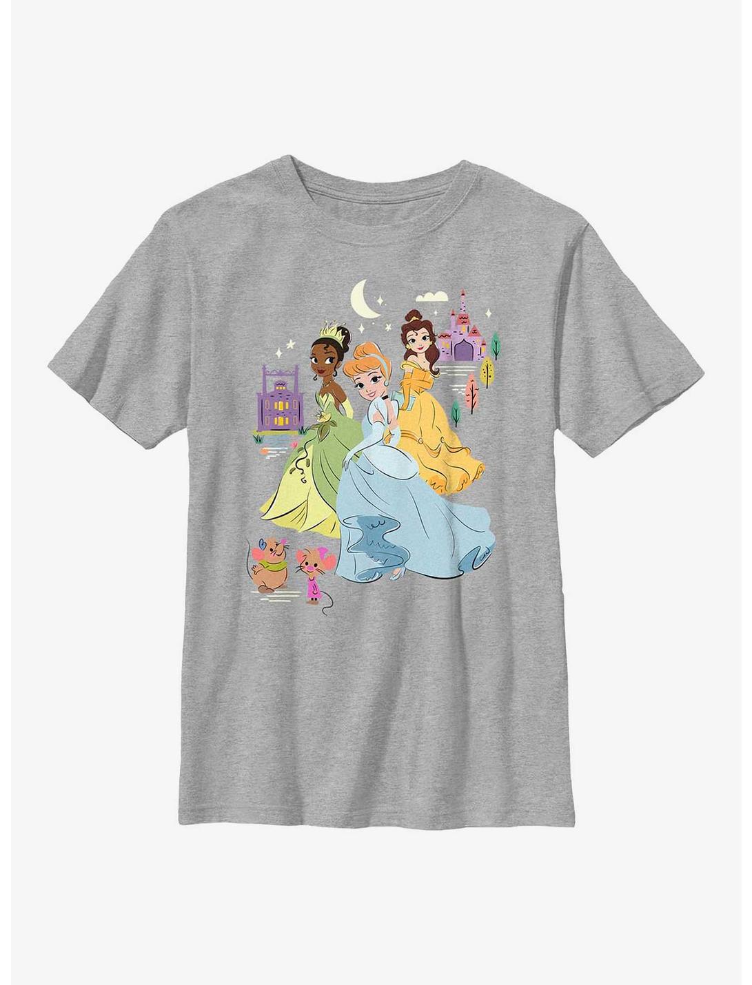 Disney Princesses Group Cartoon Youth T-Shirt, ATH HTR, hi-res