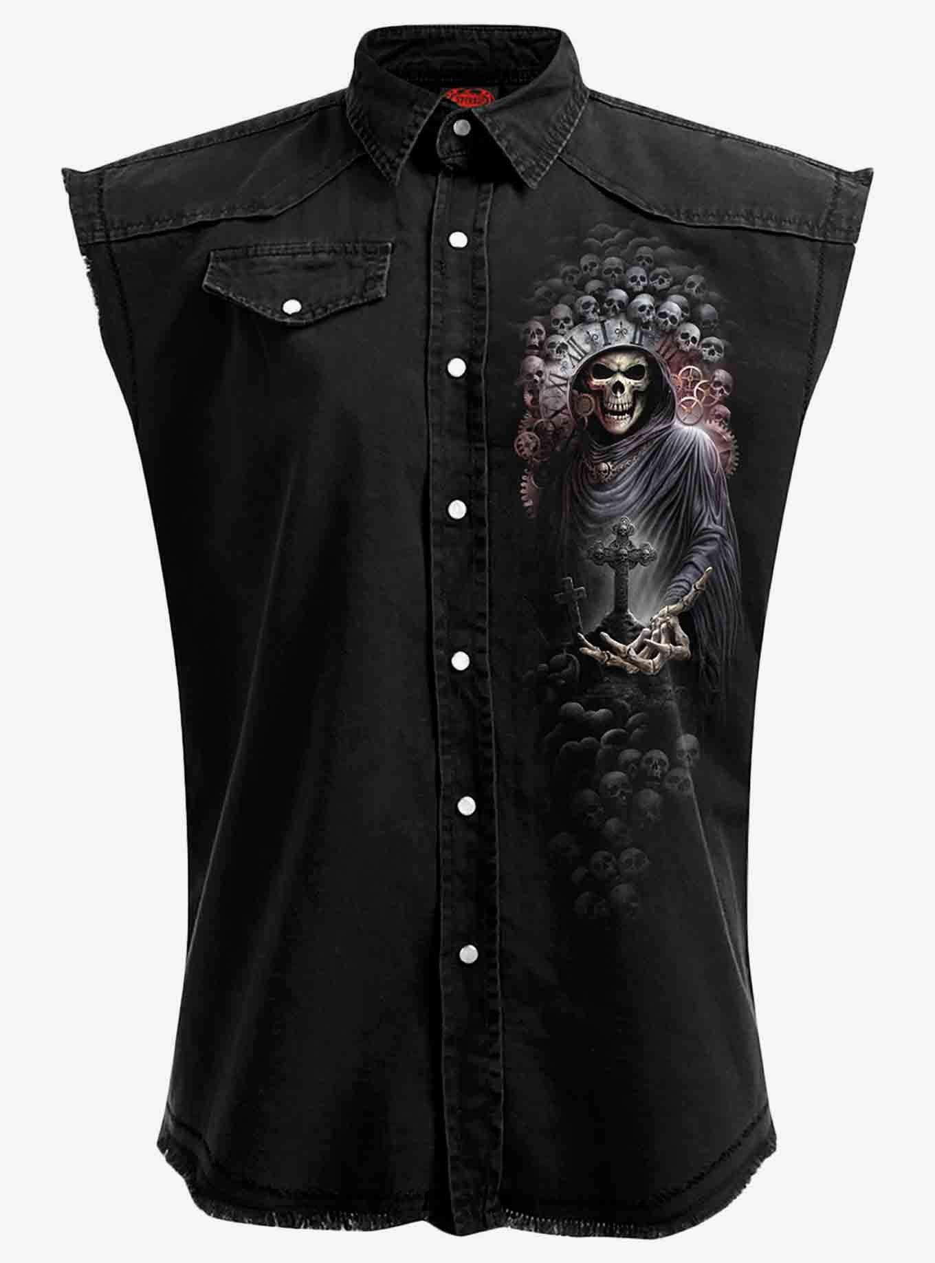 Reaper Time Sleeveless Woven Button-Up, , hi-res