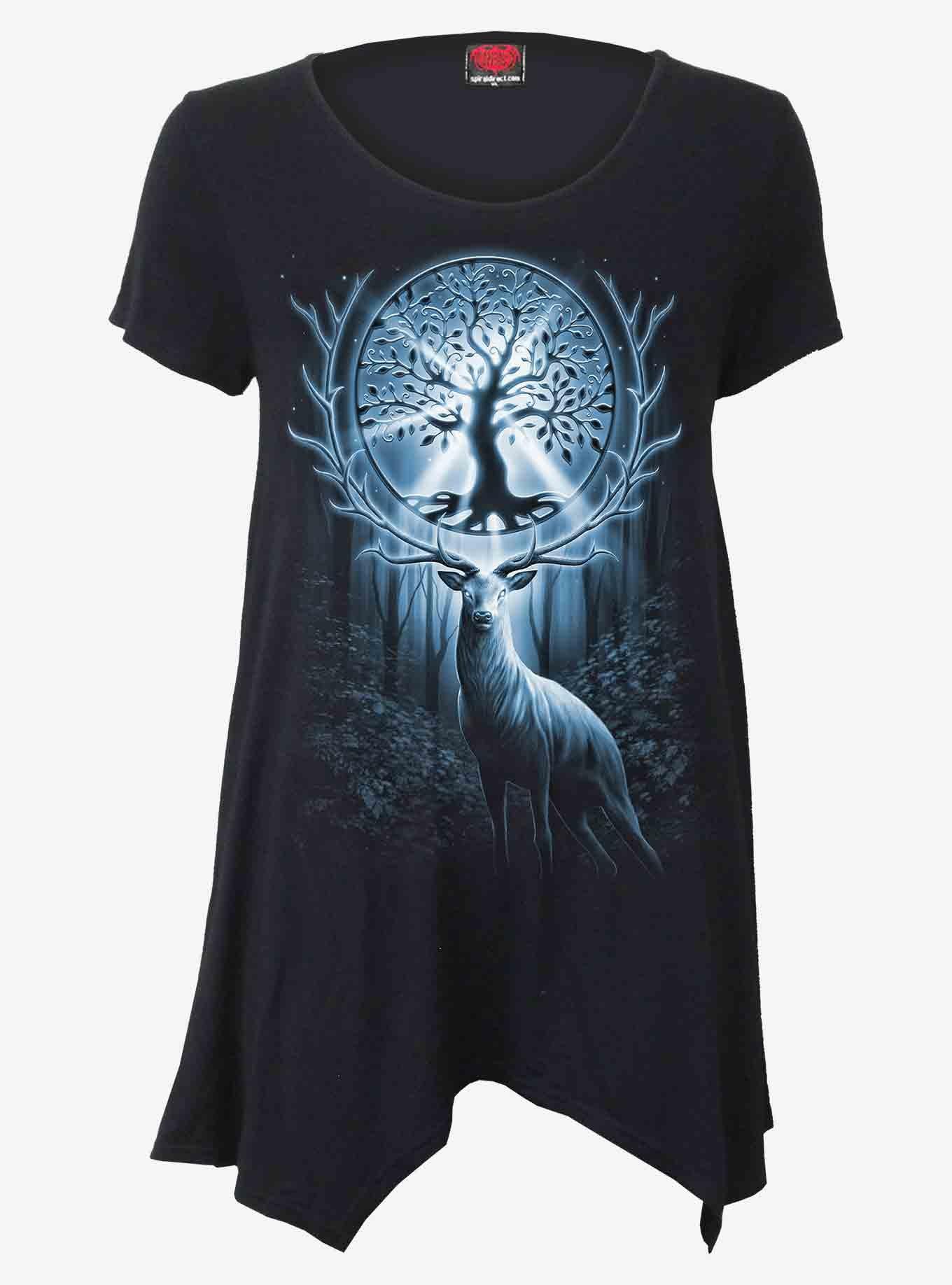 Tree Of Life Smocked Tunic Casual Top, BLACK, hi-res