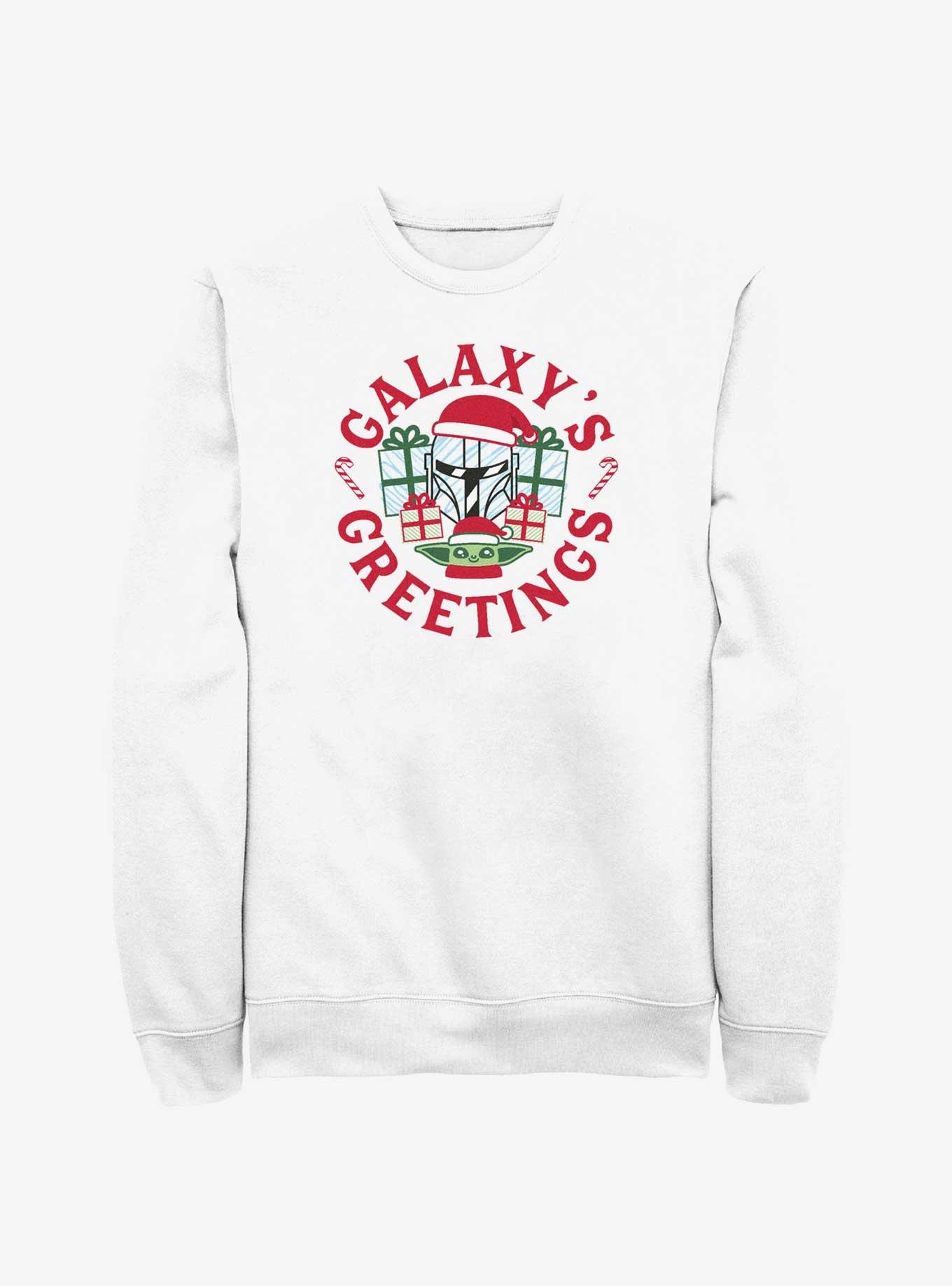 Star Wars The Mandalorian Galaxy's Greetings Sweatshirt, WHITE, hi-res