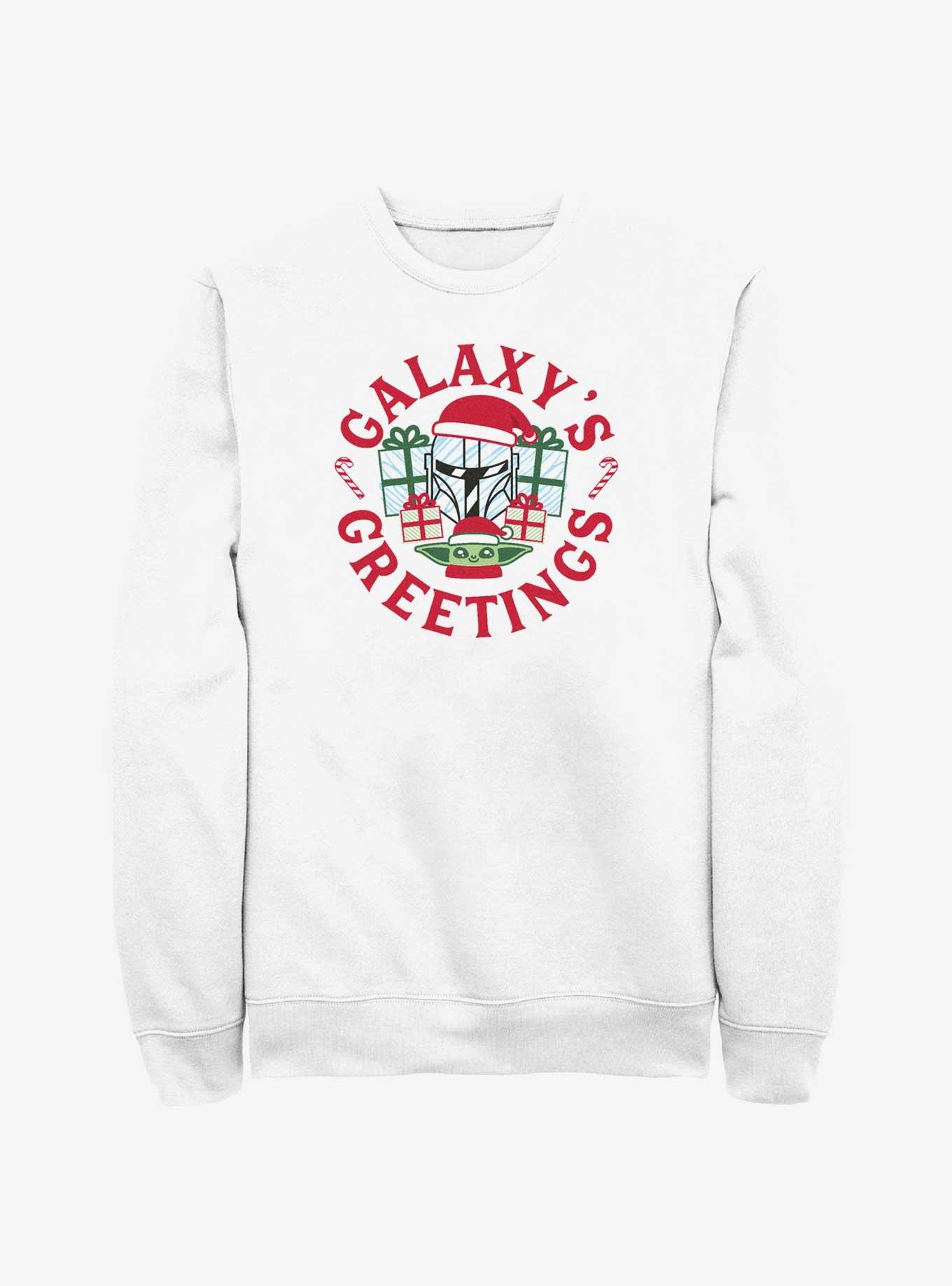 Star Wars The Mandalorian Galaxy's Greetings Sweatshirt, WHITE, hi-res