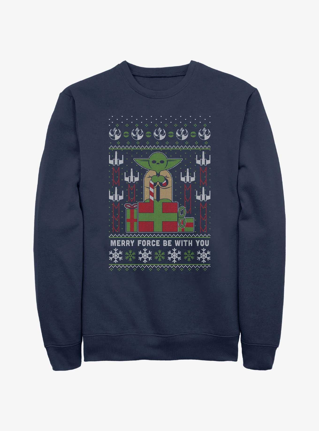 Star Wars Yoda Merry Force Ugly Christmas Pattern Sweatshirt, , hi-res