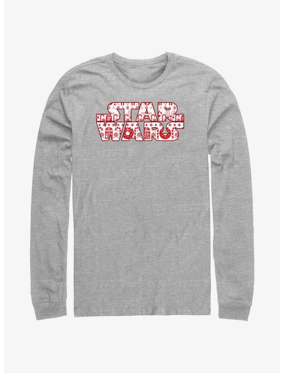 Star Wars Christmas Logo Fill Long-Sleeve T-Shirt, ATH HTR, hi-res