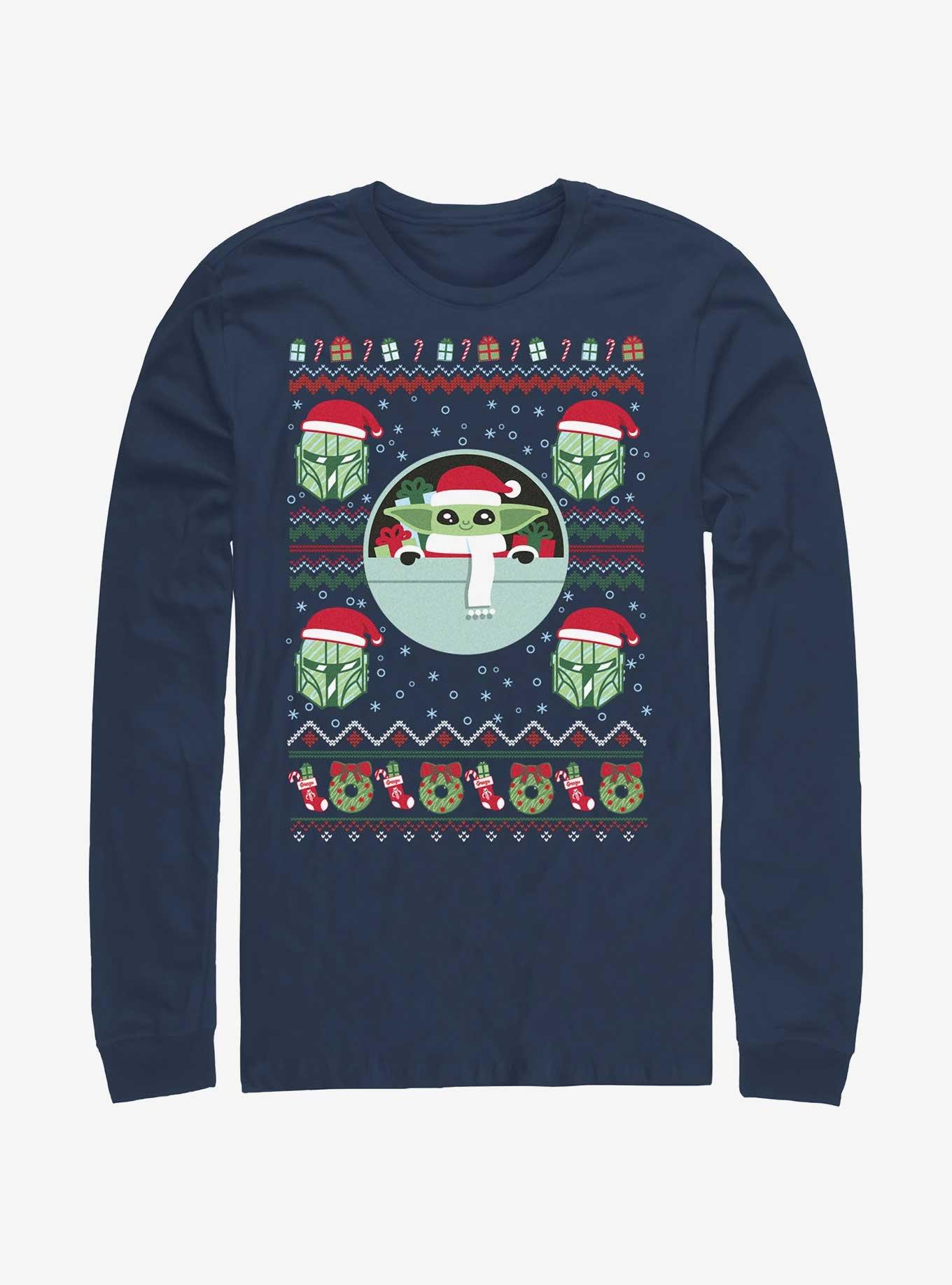 Star Wars The Mandalorian The Child Ugly Christmas Pattern Long-Sleeve T-Shirt, , hi-res
