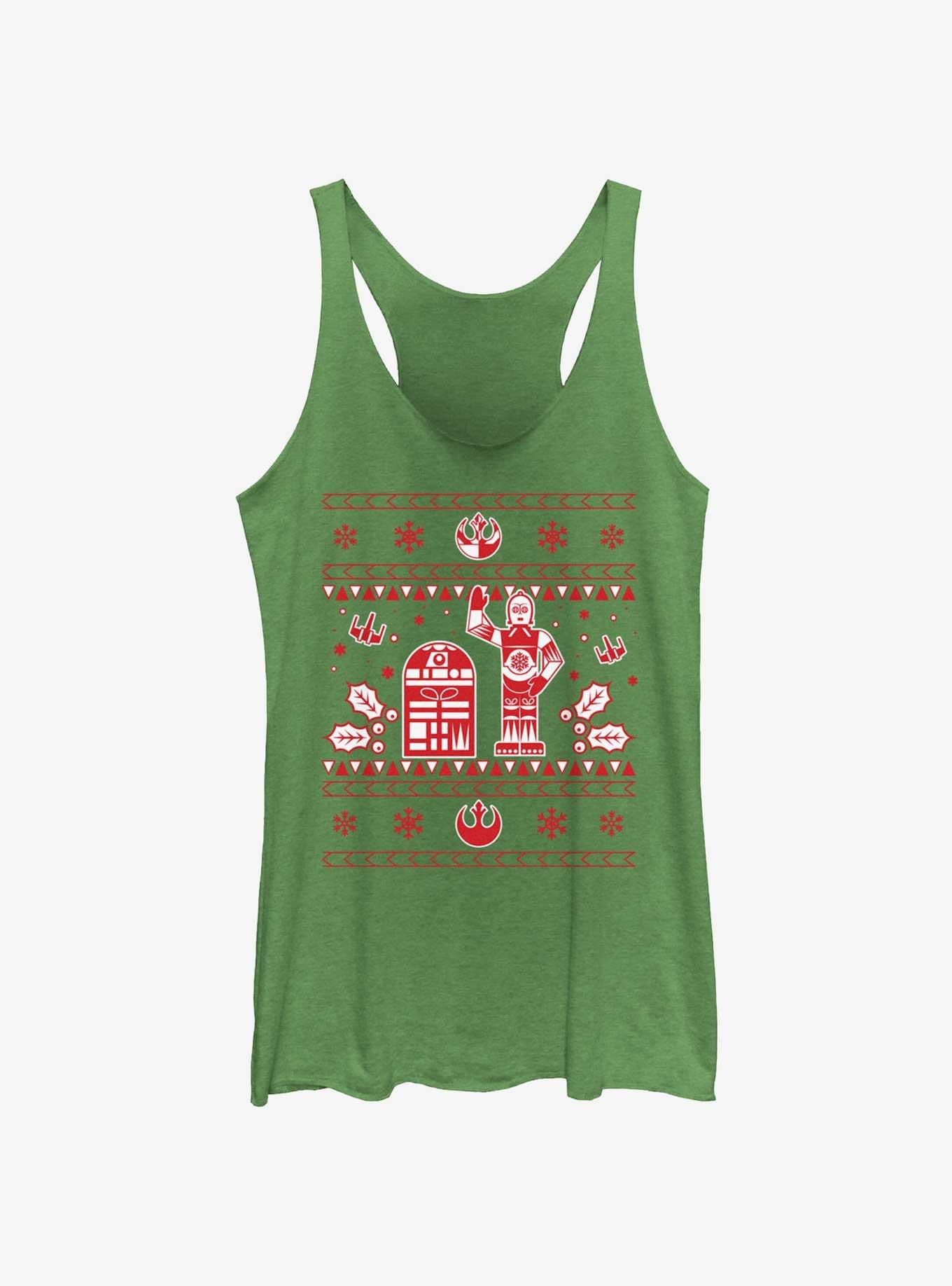 Star Wars Droid Ugly Christmas Pattern Womens Tank Top, ENVY, hi-res