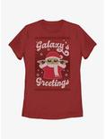 Star Wars The Mandalorian The Child Galaxy's Greetings Womens T-Shirt, RED, hi-res