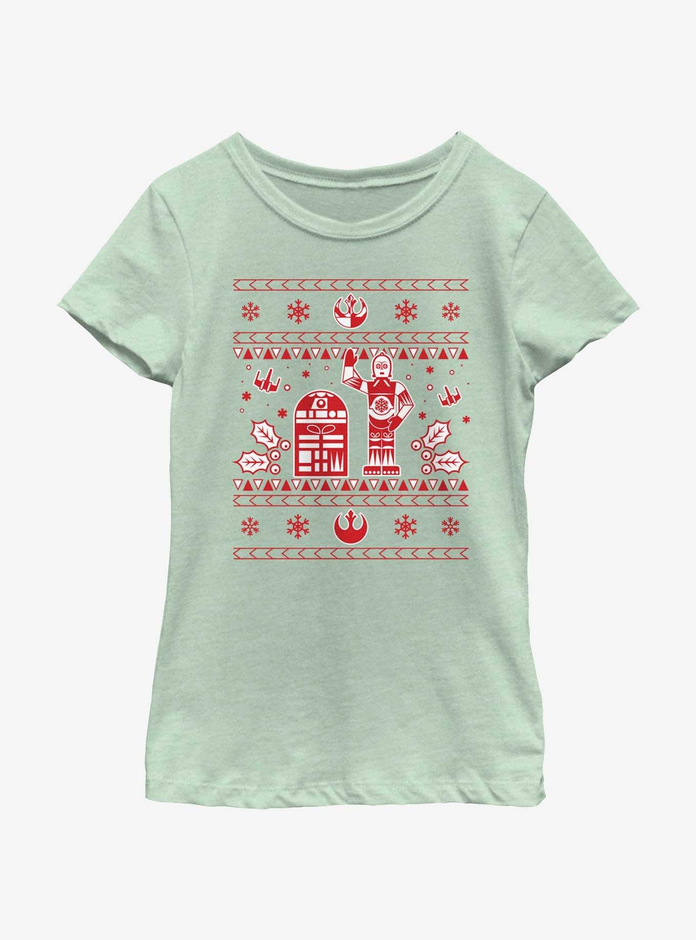 Star Wars Droid Ugly Christmas Pattern Youth Girls T-Shirt, , hi-res