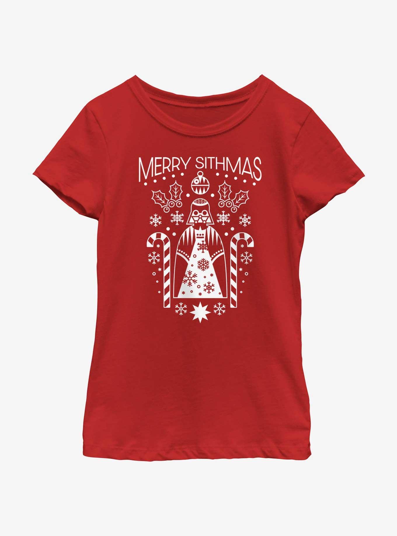 Star Wars Merry Sithmas Youth Girls T-Shirt, RED, hi-res