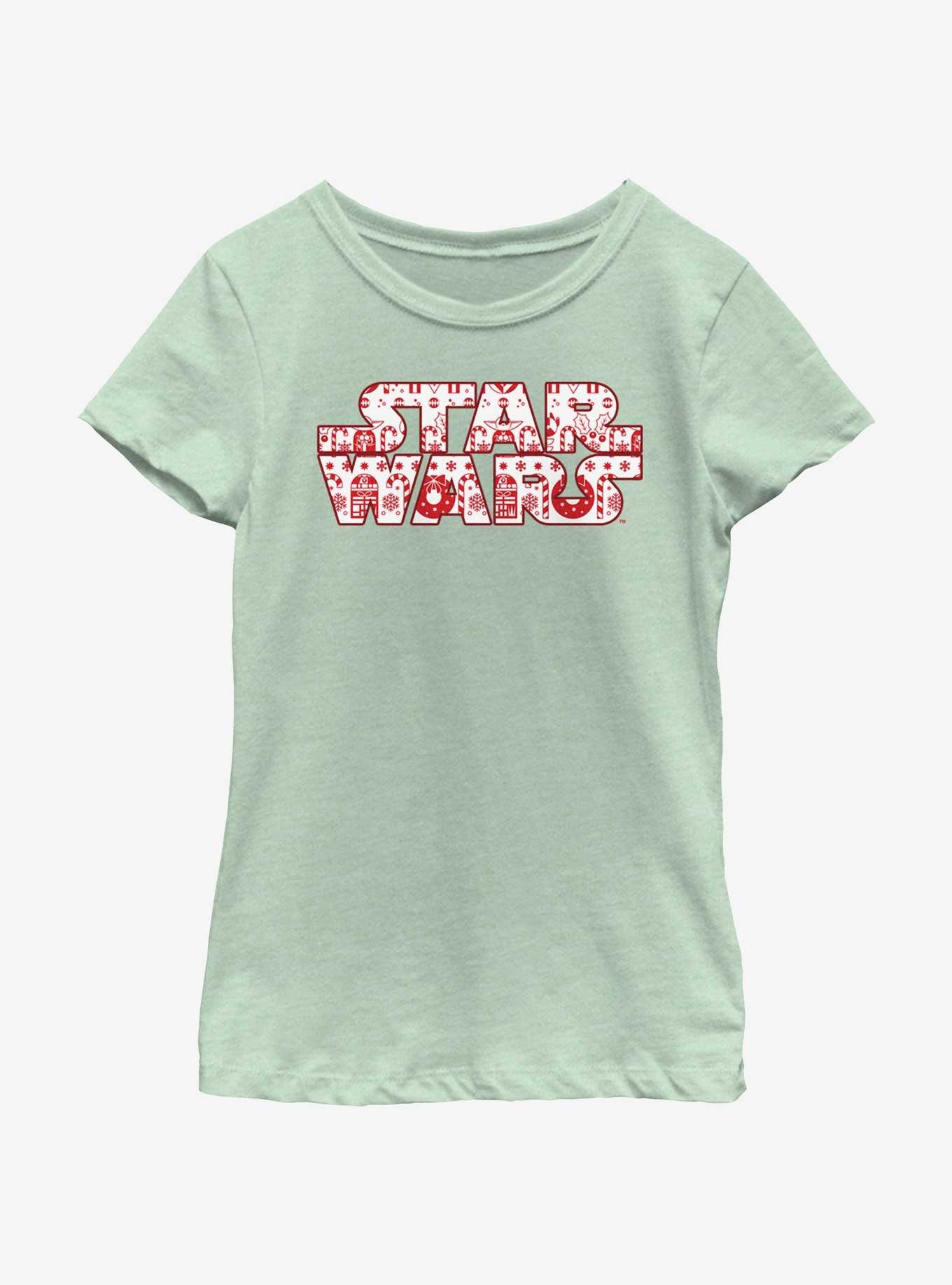 Star Wars Christmas Logo Fill Youth Girls T-Shirt, , hi-res