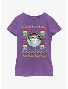 Star Wars The Mandalorian The Child Ugly Christmas Pattern Youth Girls T-Shirt, , hi-res