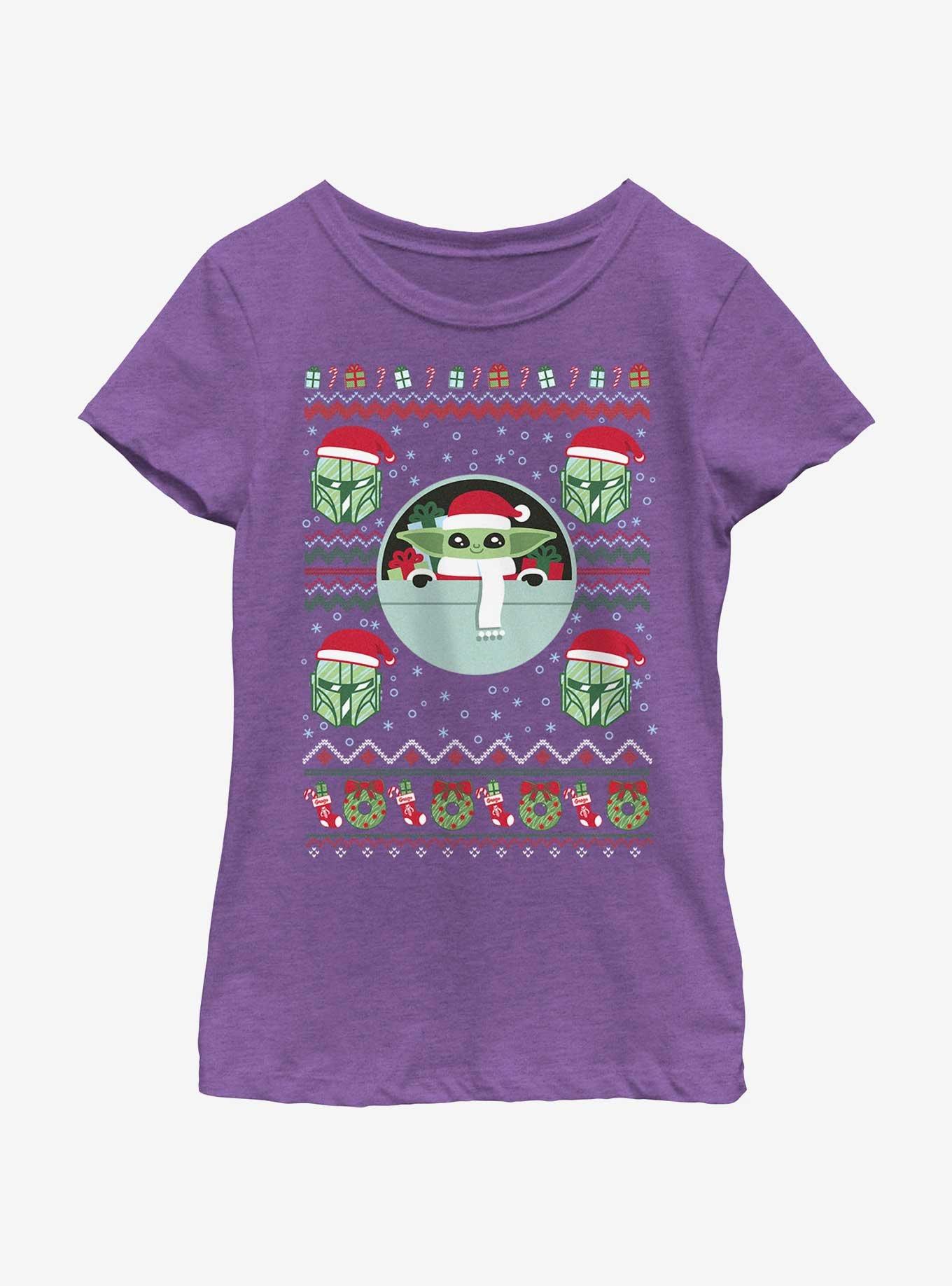 Star Wars The Mandalorian The Child Ugly Christmas Pattern Youth Girls T-Shirt, , hi-res
