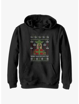 Star Wars Yoda Merry Force Ugly Christmas Pattern Youth Hoodie, , hi-res